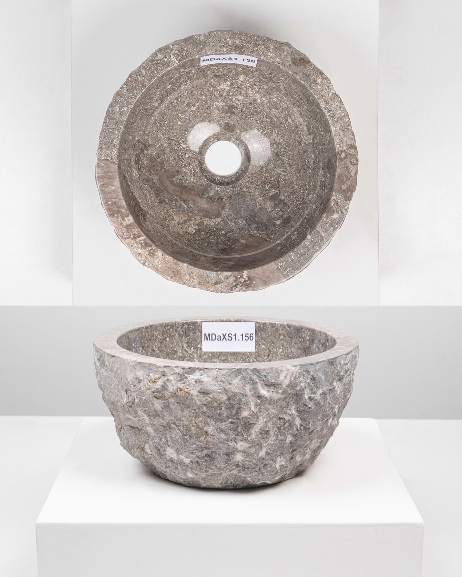 Lavabo in marmo, 30 cm, rotondo, colore grigio, con scelta unica