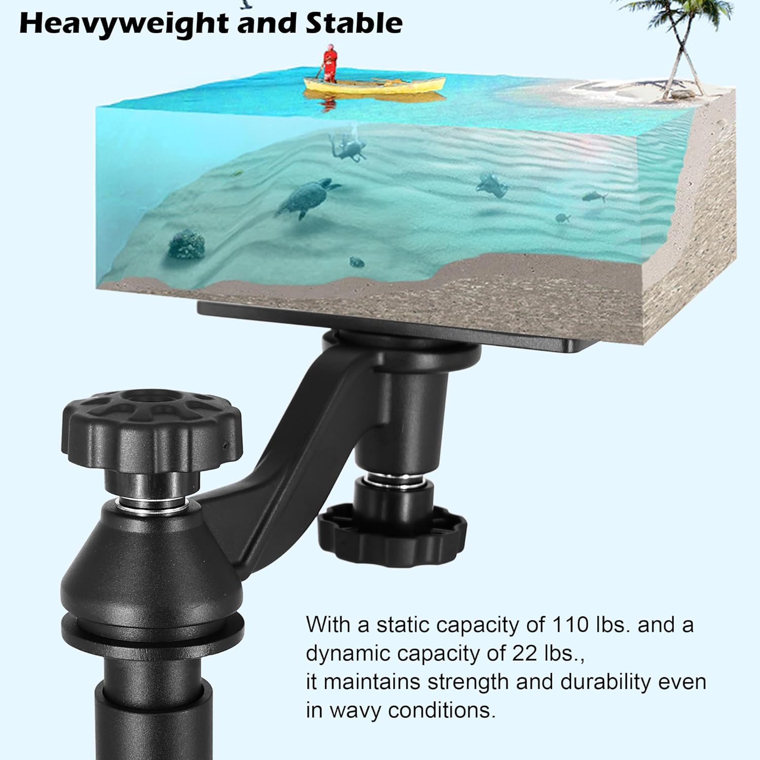 Aluminum Height Telescopic Fish Finder Mount, Marine Electronics Mount with Horizontal Swing Arm for 5"-12" Large Depth Finder Display, Compatible with Garmin, Lowrance, Humminbird and More