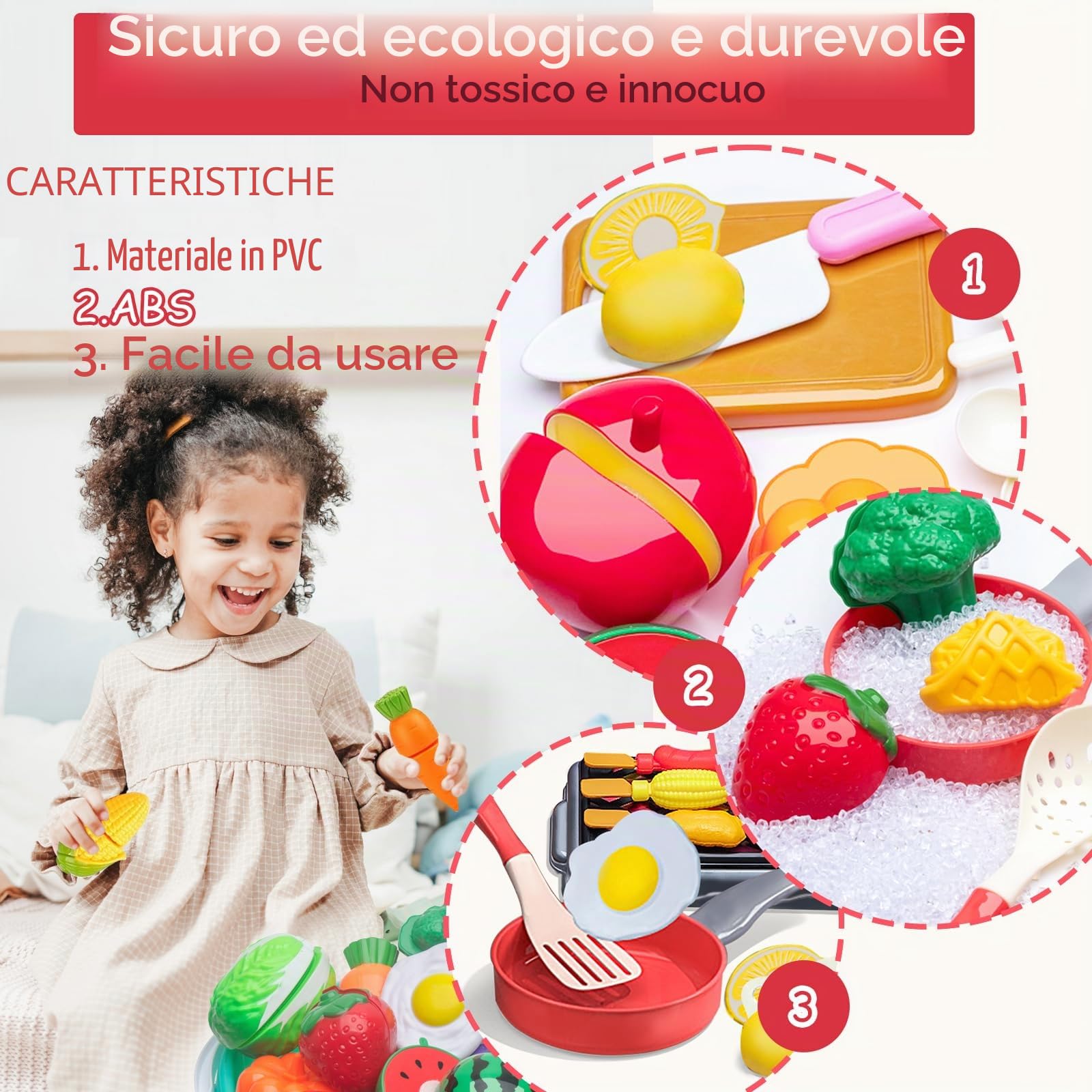 74 Pezzi Accessori Giocattolo da Cucina per Bambini, Giocattoli da Cucina con Pentole e Padelle, Gioco di Ruolo da Chef Adatto a Ragazzi e Ragazze di 3 4 5 6 7 8 Anni