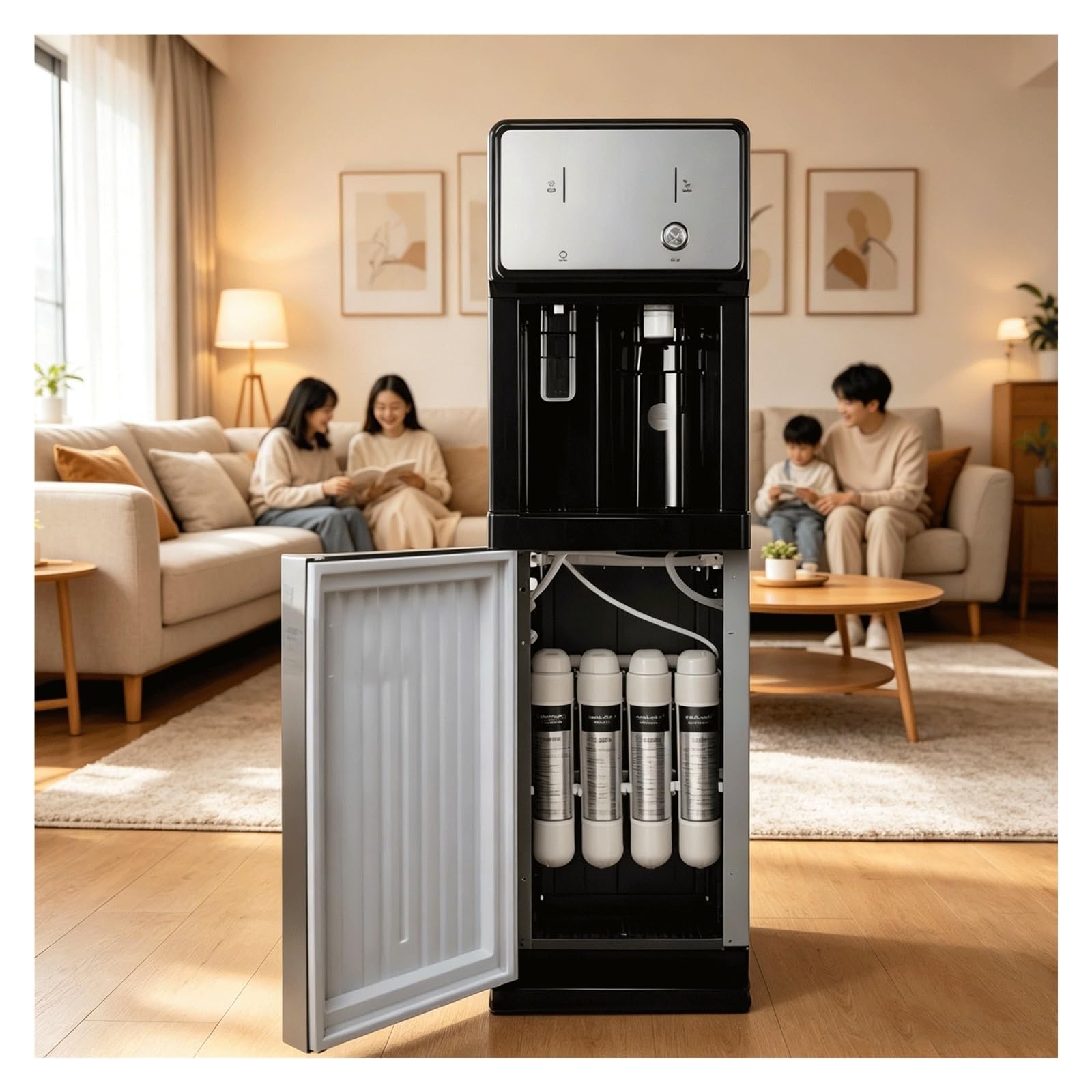 JBKNAN 4-Stage Mains Fed Unit Filtration Water Dispenser,Bottleless Hot & Cold Water Cooler For School &Home,Removes Contaminants,For Commercial Grade Office,Business,Replaceable Filter Cartridge