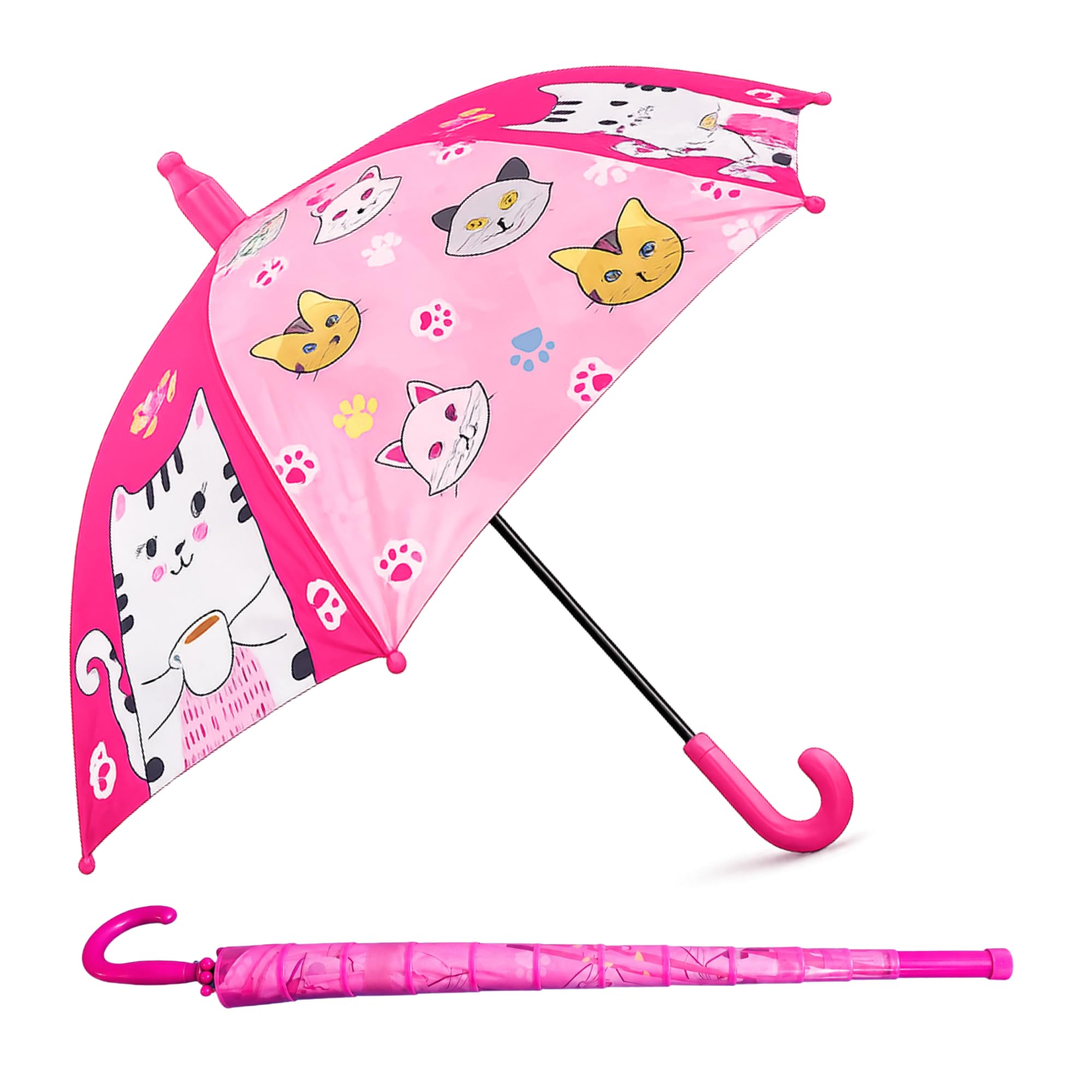 Crackles Kids PG Fabric Umbrella for Rain | Cute Cartoon Print | One Click Open | Telescopic Safety Cover | No Pinching Design | Lightweight Non-Foldable School Umbrella for Boys & Girls-picture-10