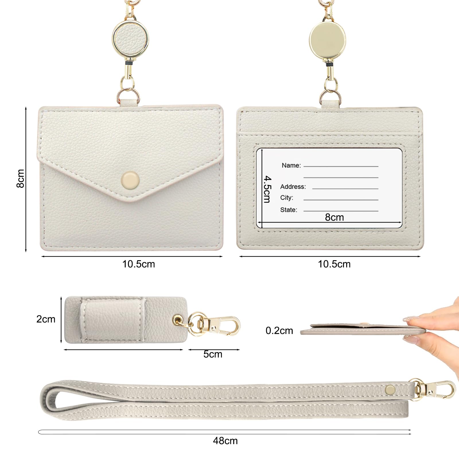 Boshiho Leather ID Card Holder, Genuine Cowhide Leather Credit Card Holder, Name Card Holder with 1 ID Window, 1 Card Slot - Image 3