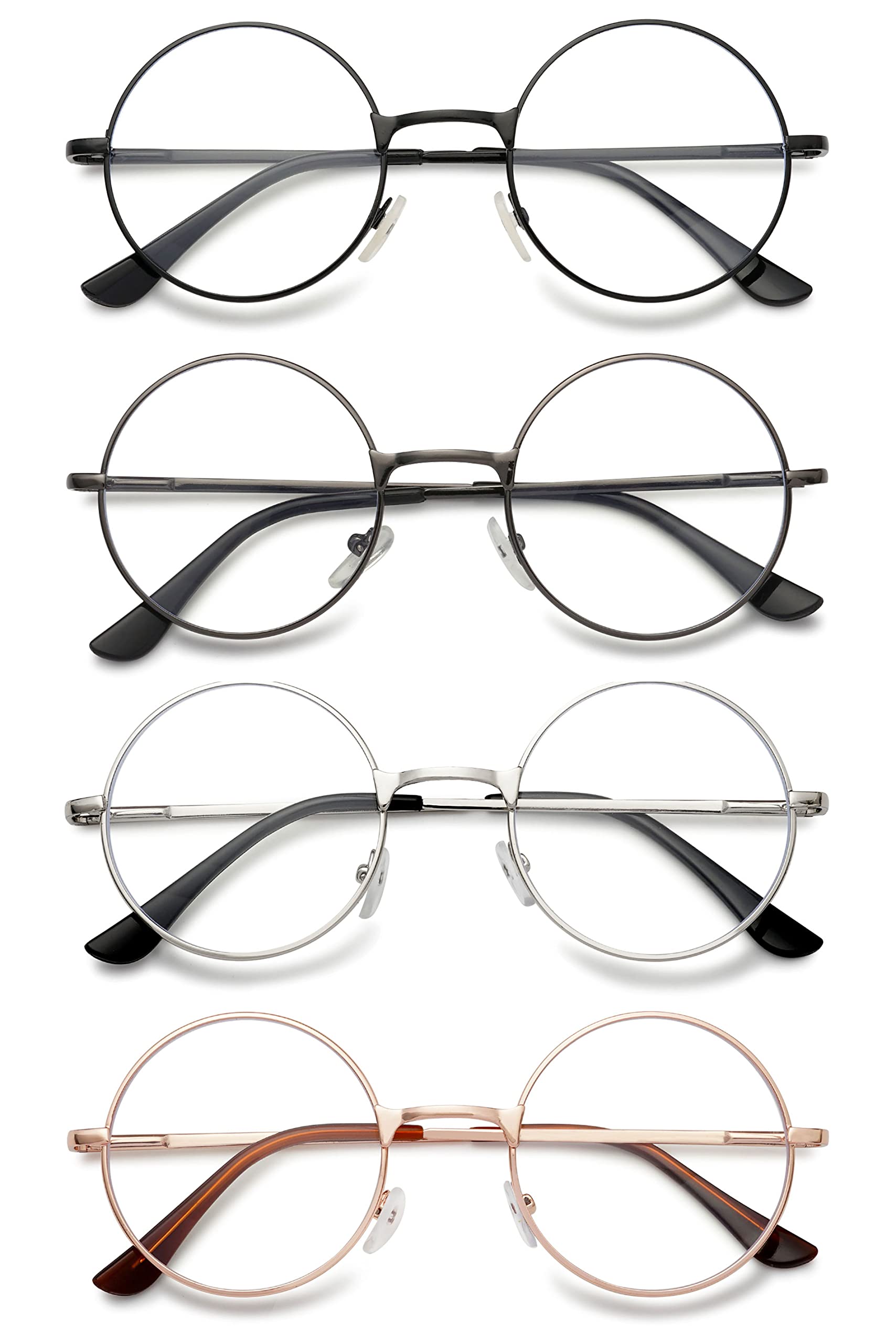 VEVESMUNDO Redondas Gafas de Lectura para Leer - Retro Vintage Metalica Gafas Vista para Mujer Hombre