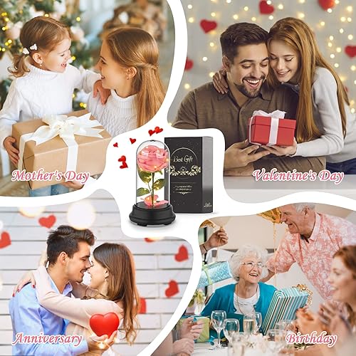 Miniatura 5 de Deluxsa Regalos de rosas para mujeres, regalos de San Valentín para ella, regalos de cumpleaños para mujeres, flores artificiales iluminadas