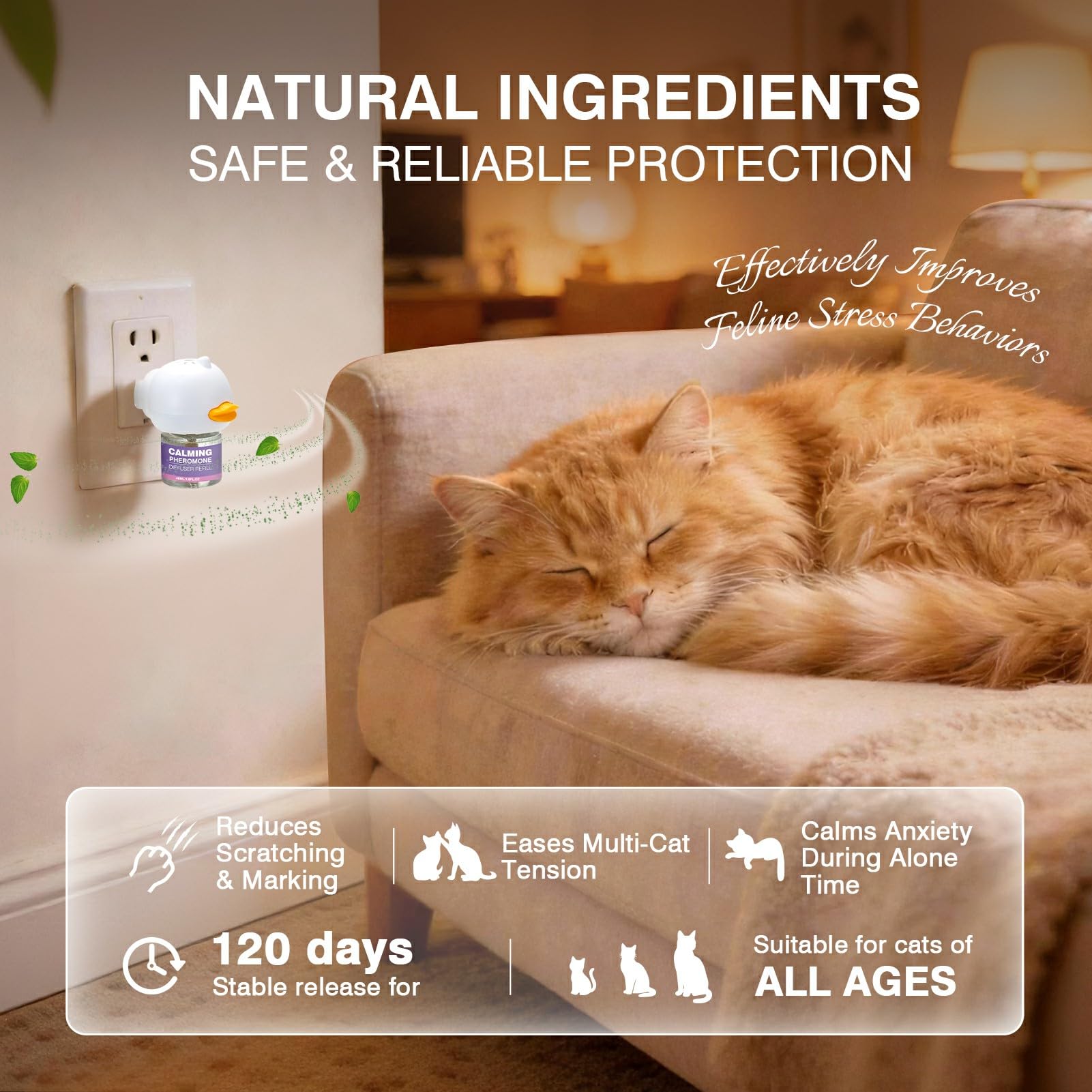 Tcllka Cat Calming Pheromone Diffuser Effectively Relieve Anxiety Stress Cat Calming Diffuser Comfort for Cats Refill Reduce Fighting Spraying and Scratching Calm Relaxing 48ml/Bottle Fits All Cats - image 2