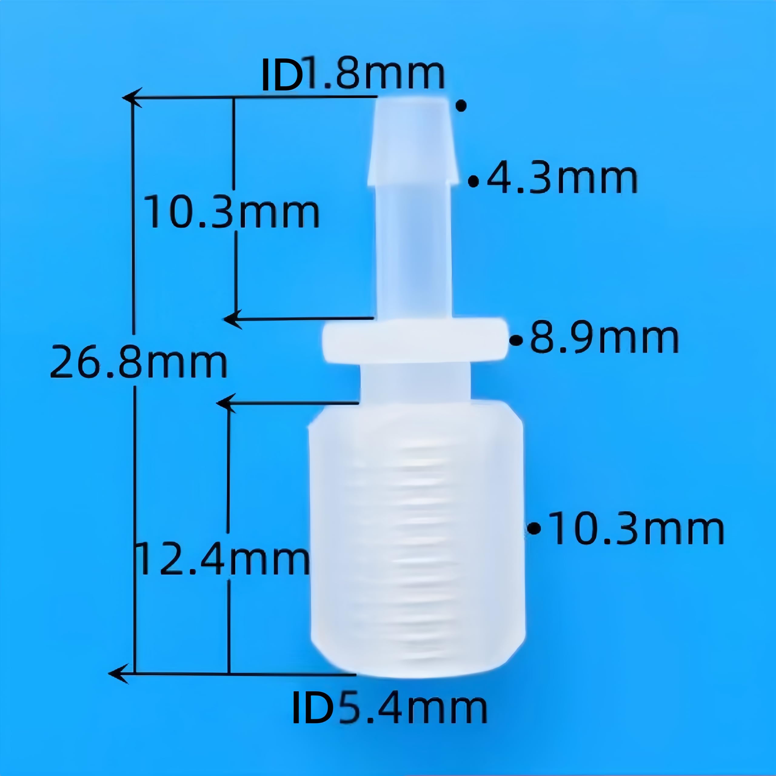 1/4-28UNF macho roscado a accesorios de púas – Conector de manguera de PP duradero for laboratorio, paquete de 25(3.2mm 1/8inch Female Thread)
