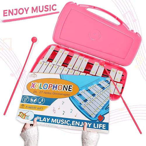 Miniatura 6 de EASTROCK Xilófono, 25 notas Glockenspiel xilófono para niños, instrumento de xilófono profesional, enseñanza de música, regalos