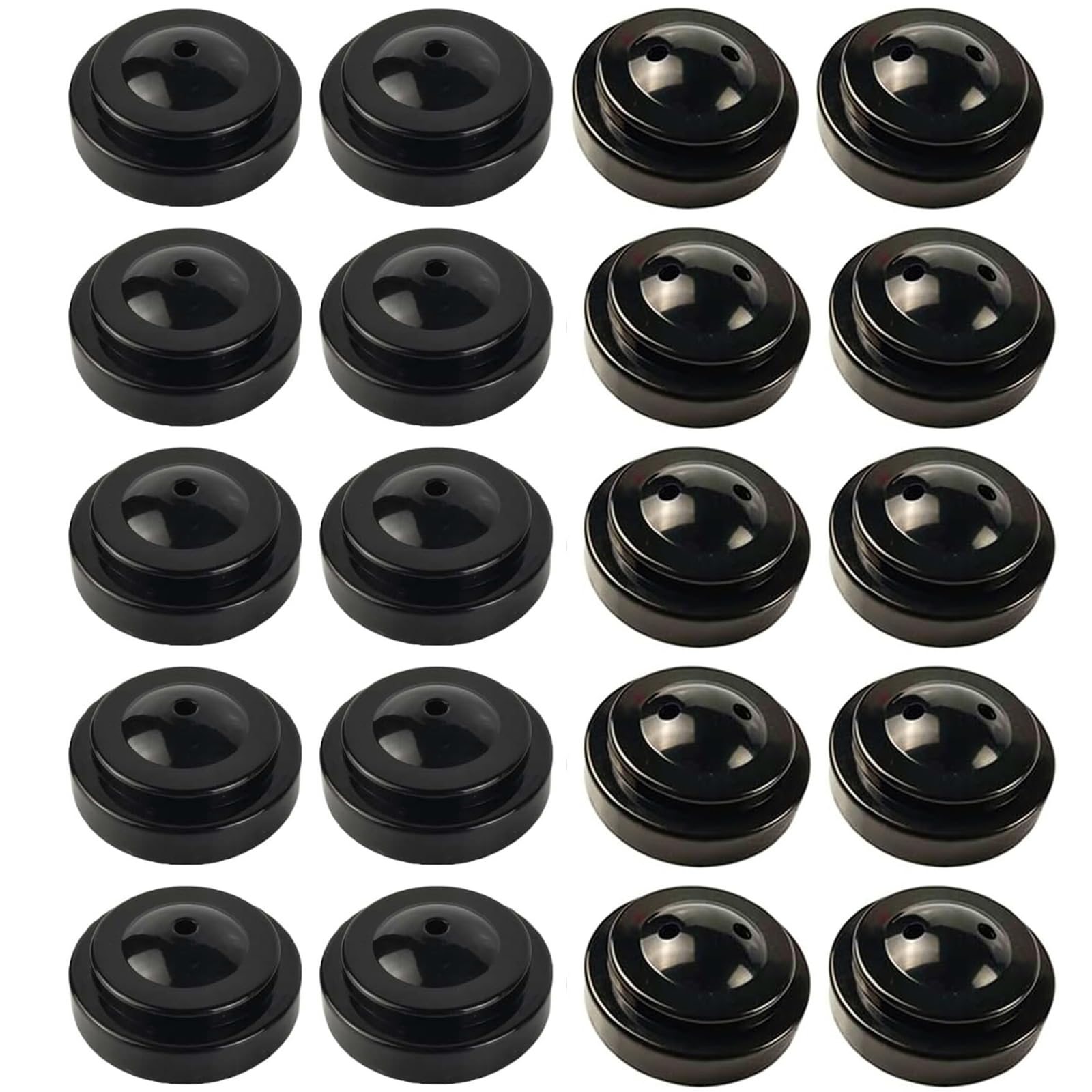 20 Pcs Black Desk Flag Holders, 1 Hole/2 Holes Plastic Mini Flag Holder Round Base Miniature Flag Stands for Home Office Conference Desktop Display Decor