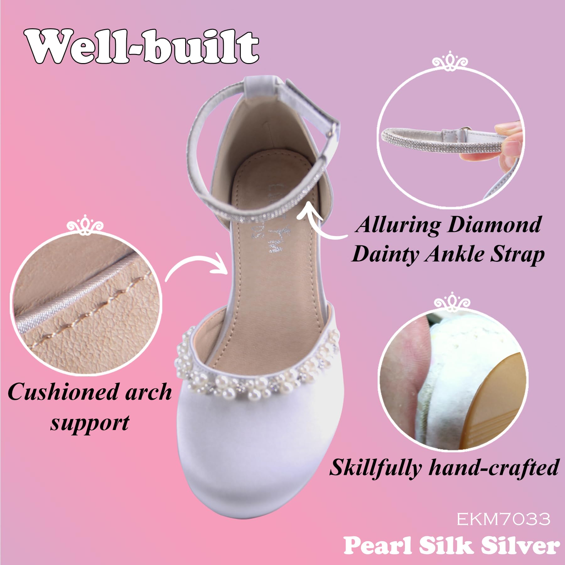 EIGHT KM - Mädchen High Heel Kleid Schuhe - Glattes Seidenperle - Prinzessin Hochzeit Schuhe Party Pumps
