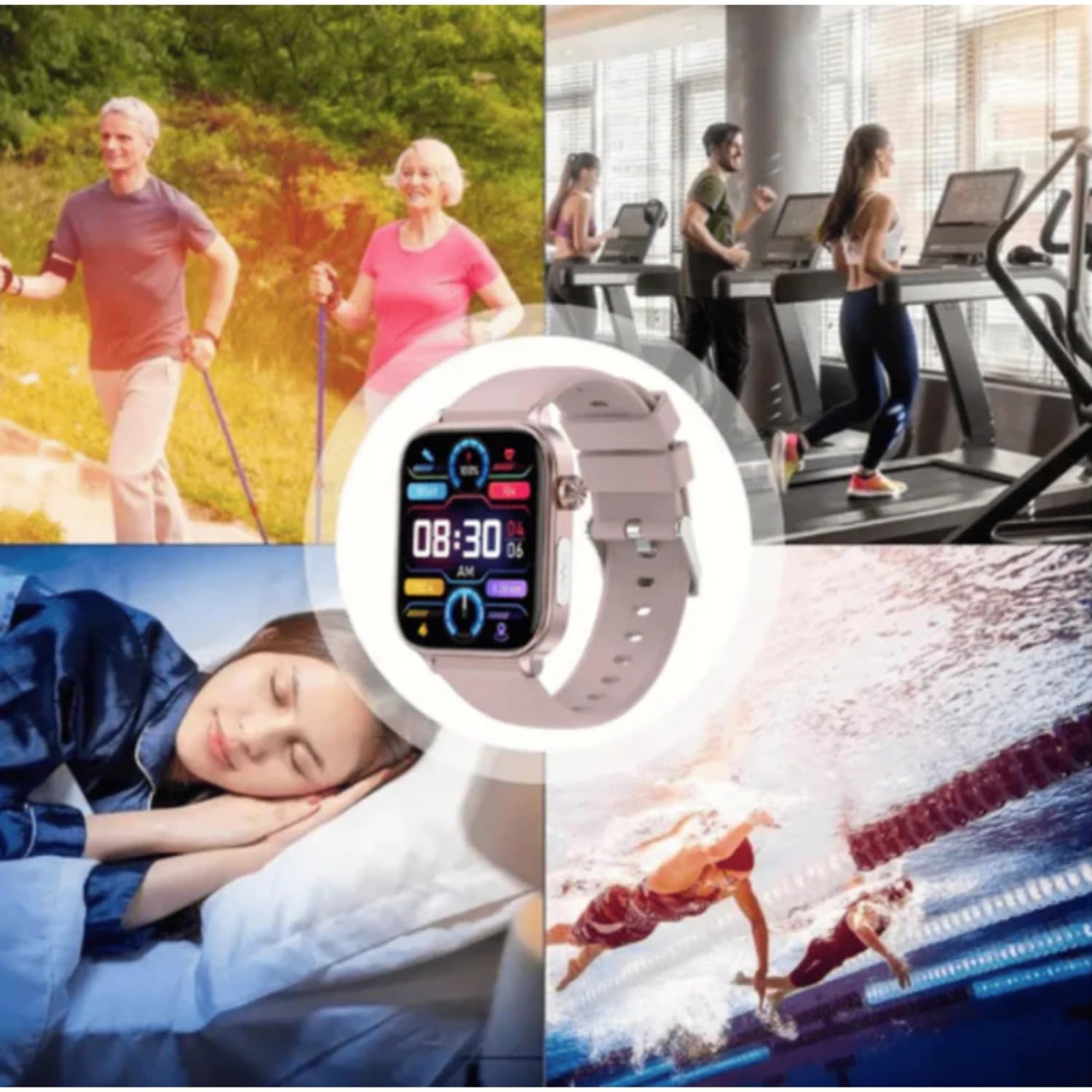 GlucoCare SOS Smartwatch für Männer & Frauen (Schwarz) | Automatischer Sturzerkennung, 24/7 Gesundheitsüberwachung und Aktivitäts-Tracking für Senioren
