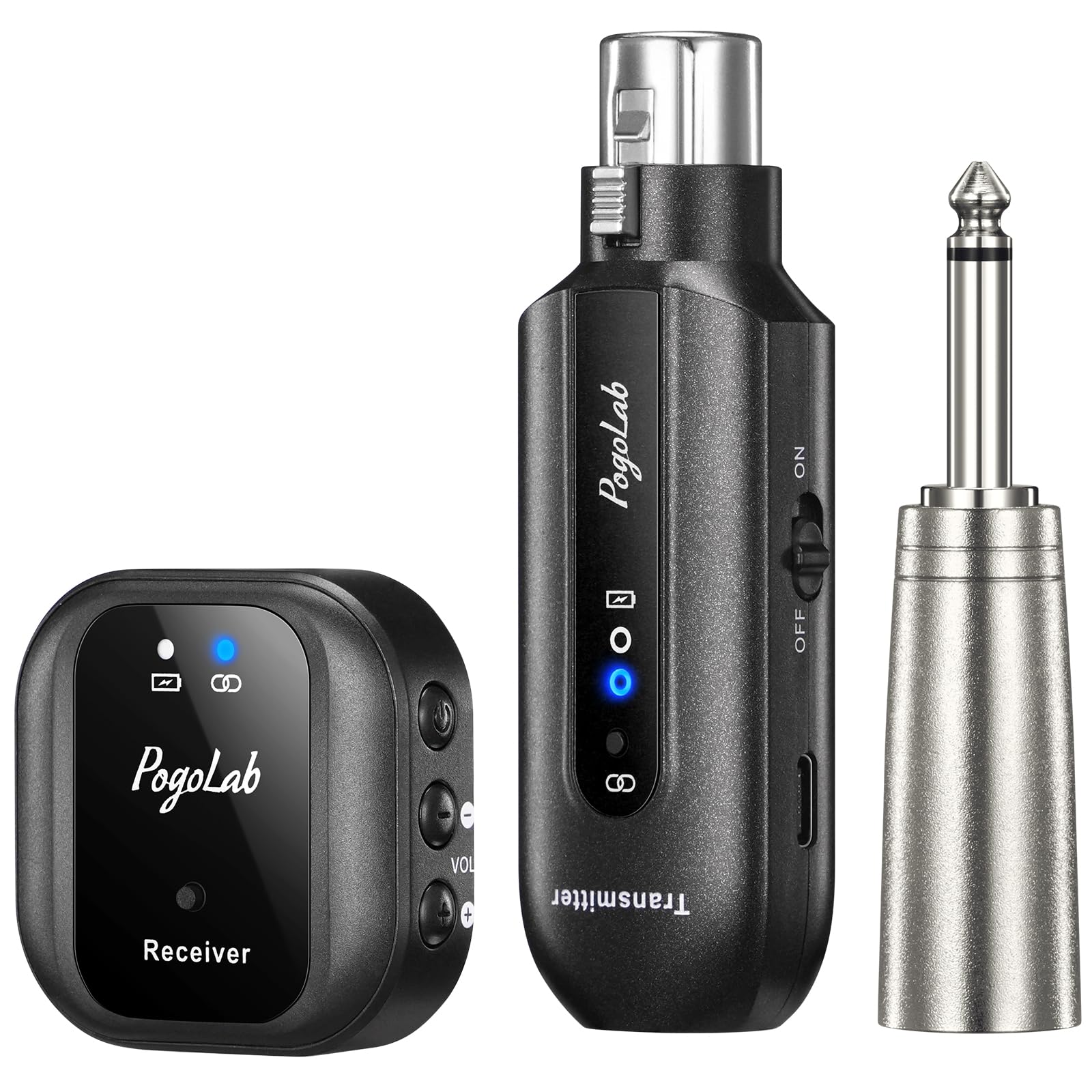 POGOLAB Système de moniteur intra-auriculaire UHF avec connecteur XLR, système de moniteur intra-auriculaire portable sans fil avec contrôle du volume et 2 modes d'entrée, idéal pour les répétitions