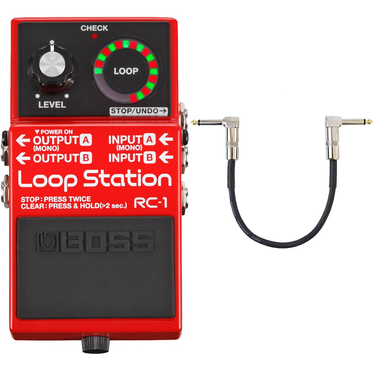 Boss RC-1 Loop Station Looper Pedale + cavo patch Keepdrum 30 cm
