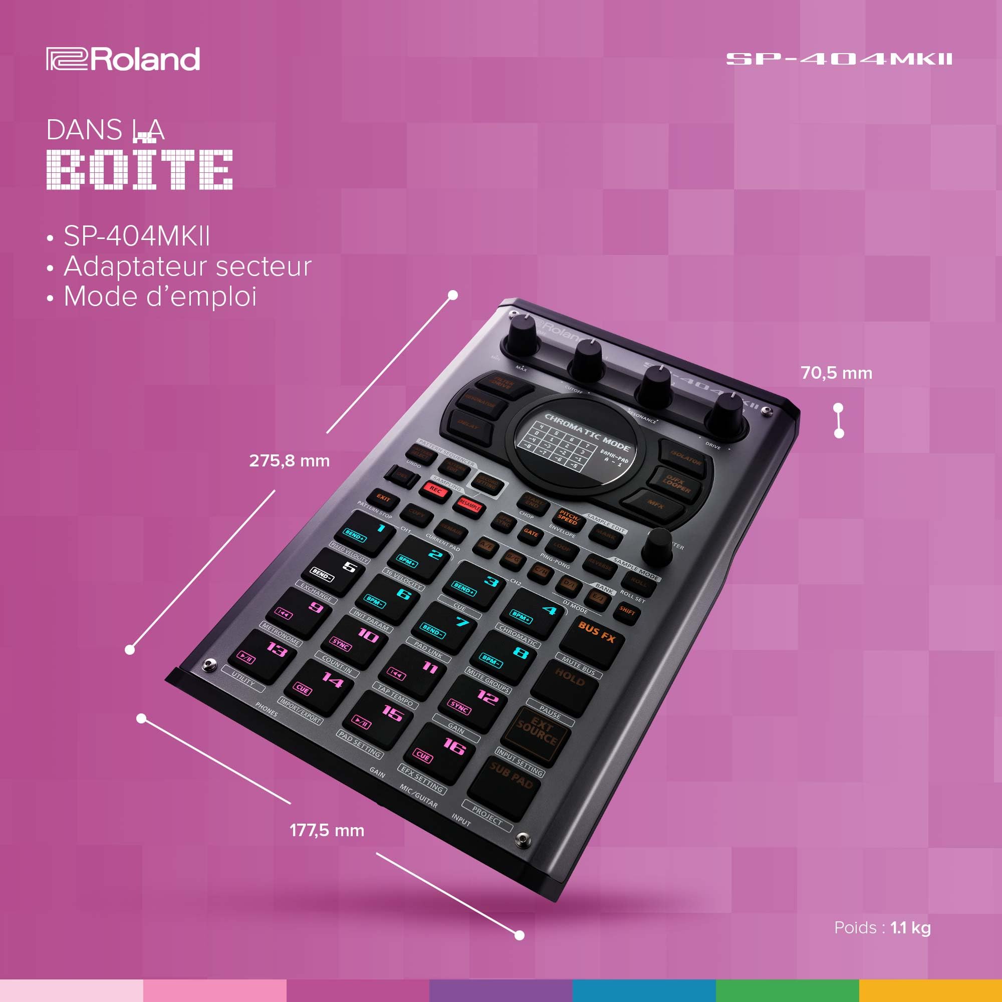 Roland SP-404MKII Échantillonneur et processeur d'effets créatif | Le légendaire SP-404 Beat Maker avec de nombreuses améliorations | Programmation rapide | Mémoire interne de 16 Go