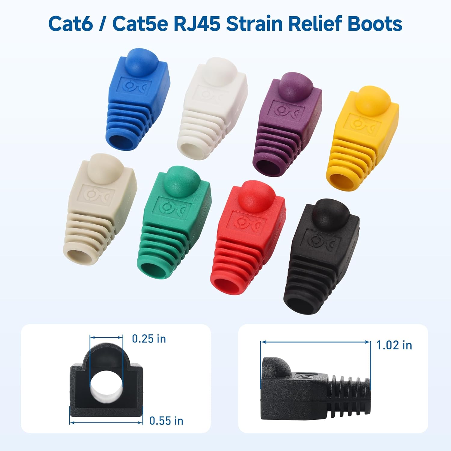 Cable Matters 1 50-Pack Cat 6 Pass Through RJ45 Connectors 2 200-Pack Cat6 / Cat5e RJ45 Strain Relief Boots 3 Modular RJ45 Crimp Tool for Pass-Through Connectors