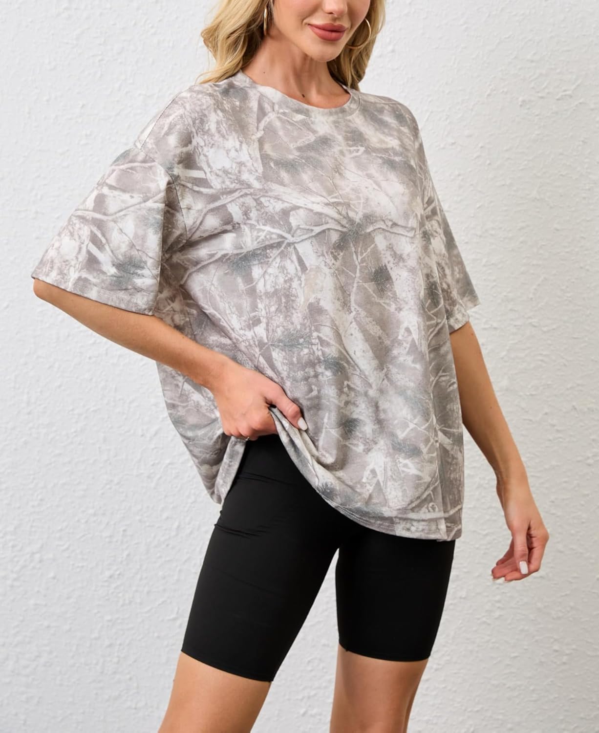 MISSACTIVER Women Camo T Shirts for Men Graphic Short Sleeve Oversized Tops Unisex Summer Maple Leaf Print Tshirts - Image 5