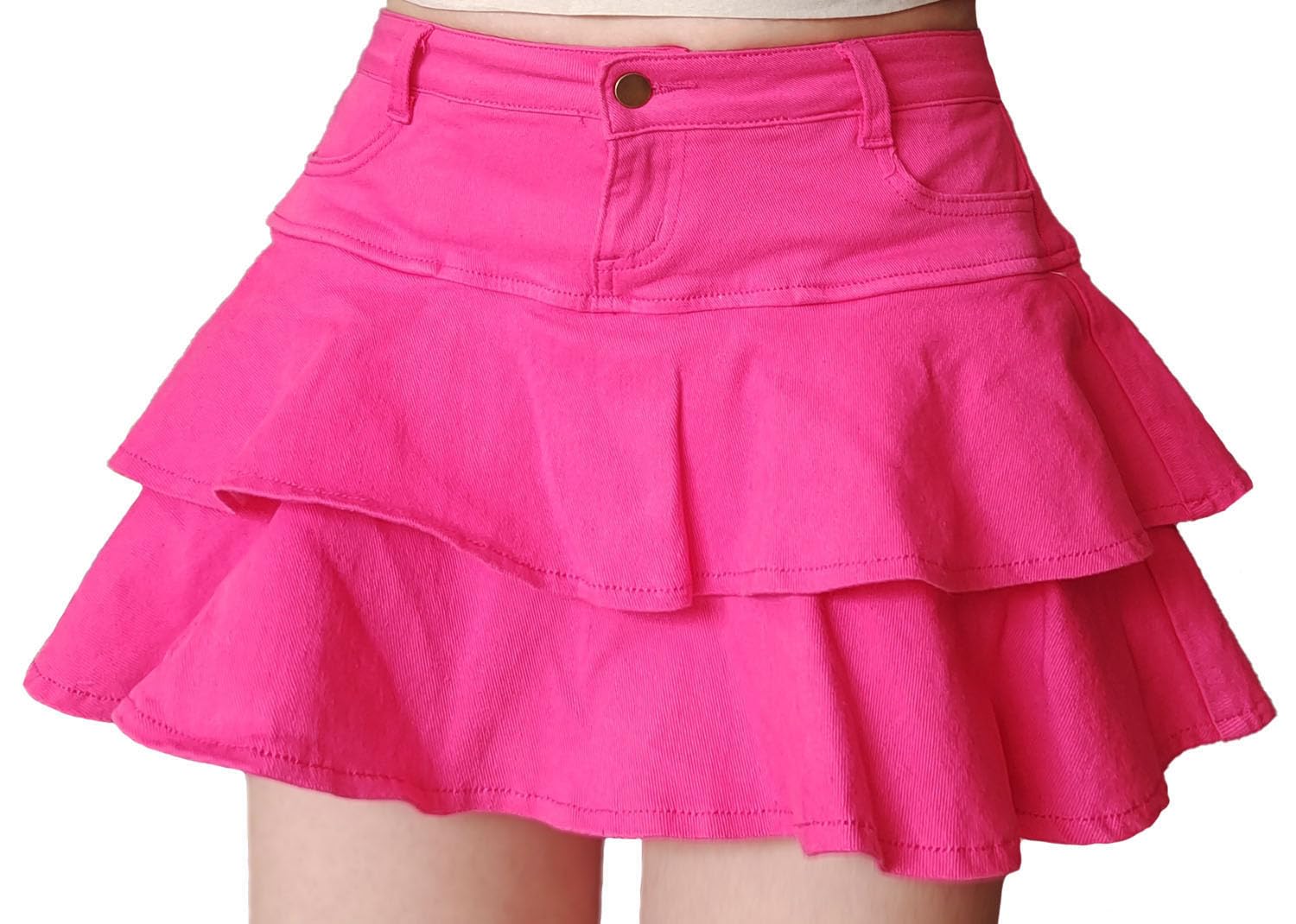 Mini jupe en jean plissée décontractée pour femme
