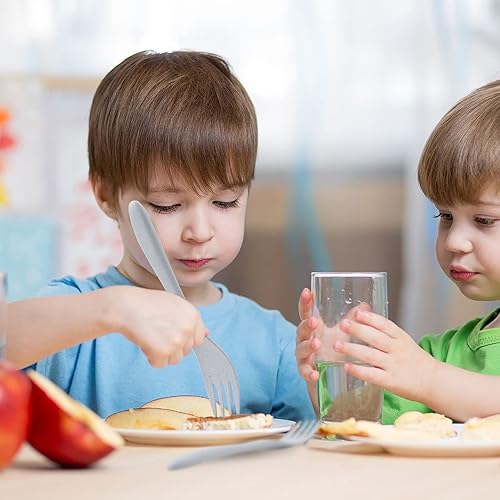 Miniatura 10 de Forks - Juego de cubiertos de paja de trigo de 21 piezas, juego de utensilios reutilizables para 7, utensilios irrompibles y ligeros para fiestas,