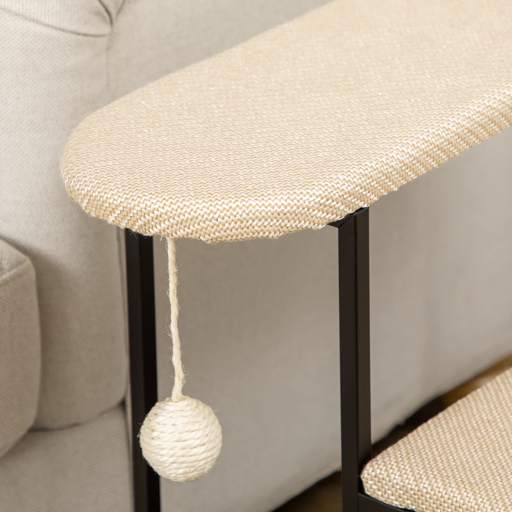 PawHut Hundetreppe 3 Stufen 53 cm Hoch Haustiertreppe für Katzen bis zu 6 kg Katzentreppe Hunderampe Einstiegshilfe für Bett, Sofa, Couch und Auto Cremeweiß+Schwarz