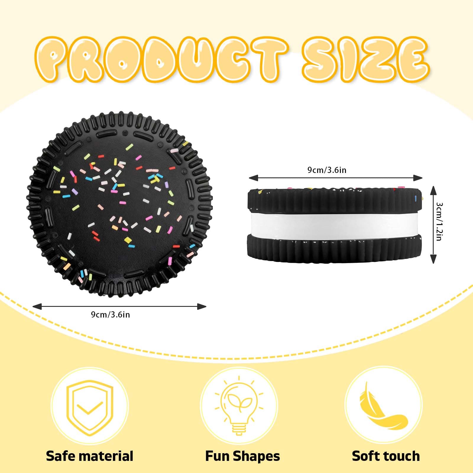 Sticky Cookie Squishies Fidget Toys Adults, Squeeze Toys for Autism, Stress Balls for Adults Fidgets Birthday Gifts (1 Pack Large Black)