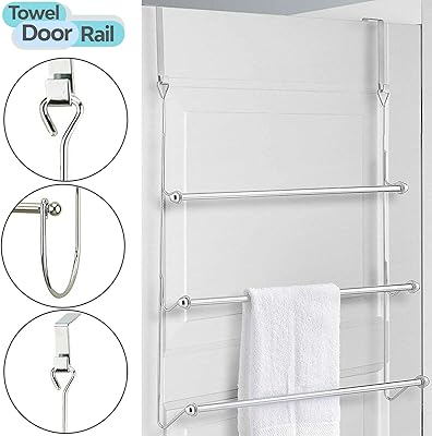 Over the Door Hanging Towel Rail Modern Bathroom Towel Rack Holder with ...