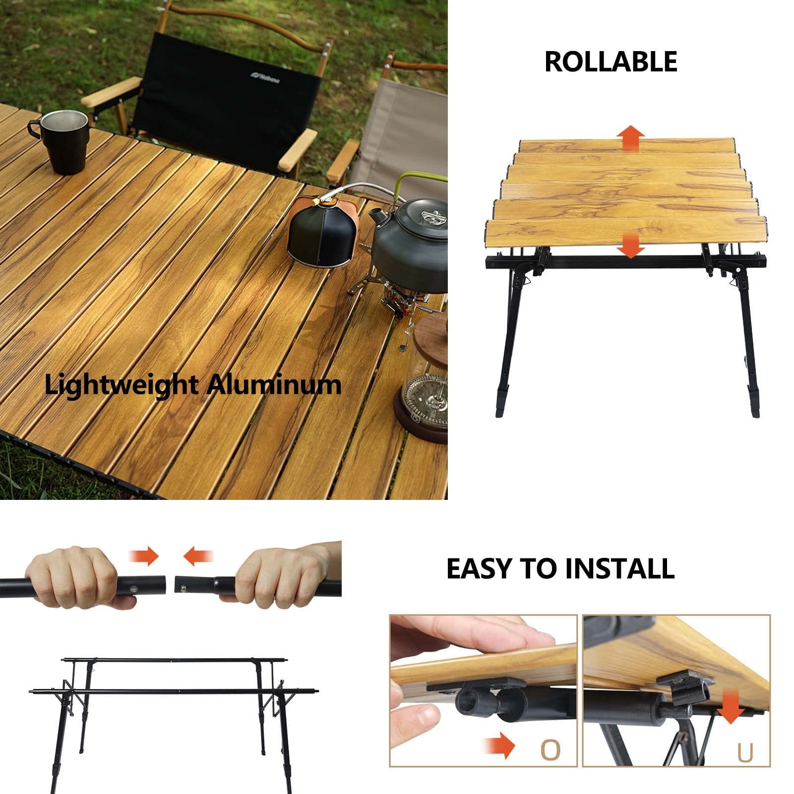 Verstellbarer, faltbarer Campingtisch, hochwertig, tragbar, stabiler Aluminium-Tisch, einfache Montage, Outdoor-Essen, ideal für Wandern, Garten, Kochen, Reisen
