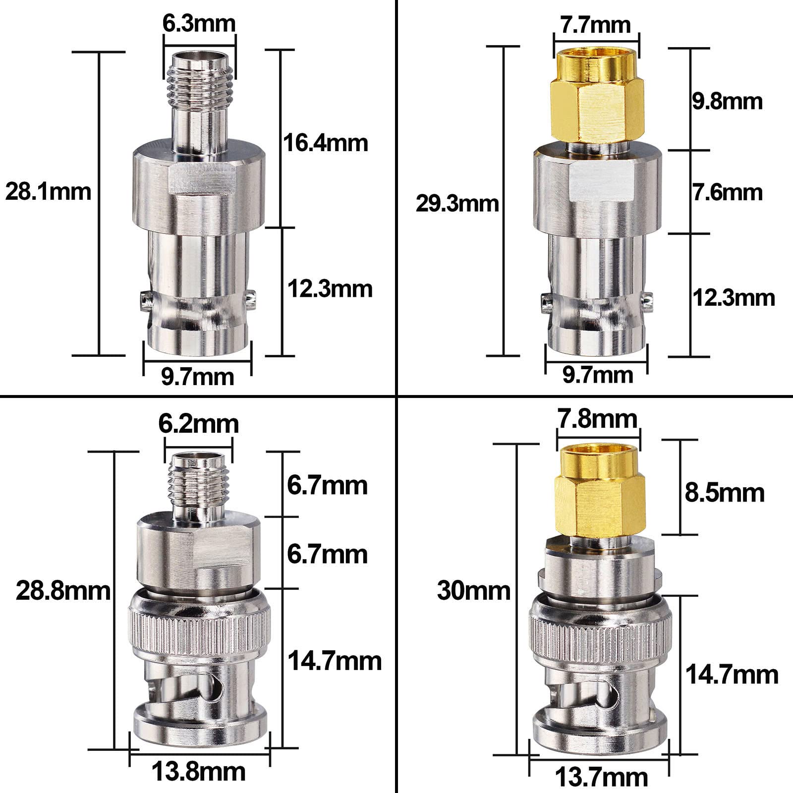 YILIANDUO 4 Pièces Connecteur Coaxial BNC vers SMA 50 Ohm Adaptateur Antenne RF pour Radio Amateur SDR Radio Portable WLAN Caméra CCTV sans Fil Scanner Radios Bidirectionnelles YILIANDUO 4 Pièces Connecteur Coaxial BNC vers SMA 50 Ohm Adaptateur Antenne RF pour Radio Amateur SDR Radio Portable WLAN Caméra CCTV sans Fil Scanner Radios Bidirectionnelles