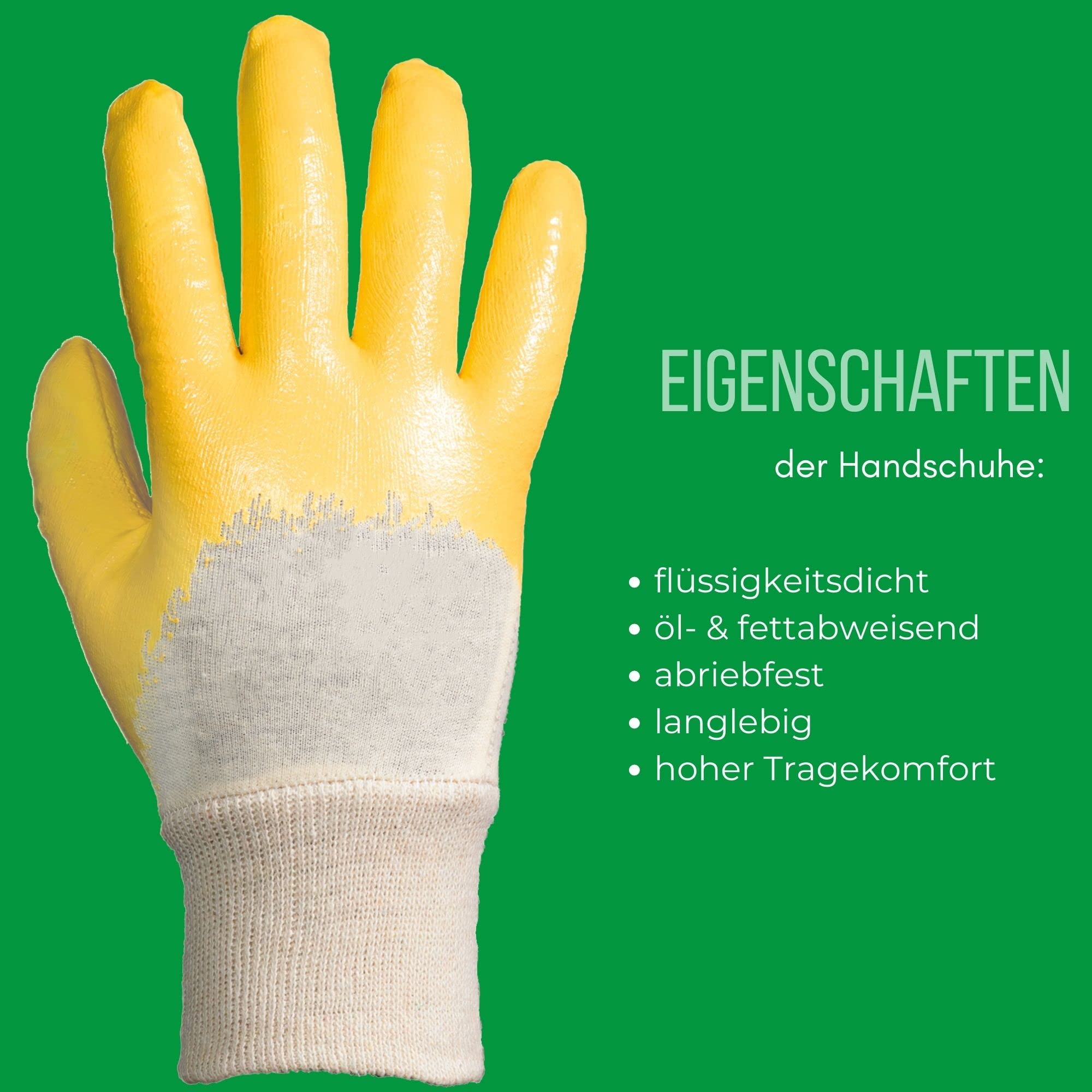 Novatool 144 pares de guantes de trabajo de color amarillo, talla 0e 9, nitrilo, repelentes al aceite, EN388:2016 3111X, guantes de jardinería para mujer, guantes de protección, guantes de trabajo,