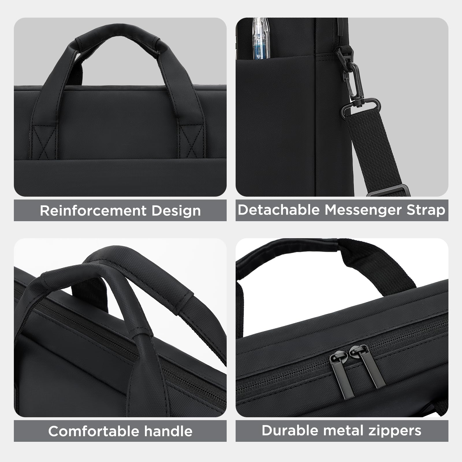 MiacYoung Bandolera Ligera para Portátil 15,6 16 Pulgadas con Compartimentos Organizadores Compatible con ‌16 Pulgadas MacBook Pro M1 M2 M3 M4 M5,Acer ASUS HP Surface Dell Chromebook, Negro