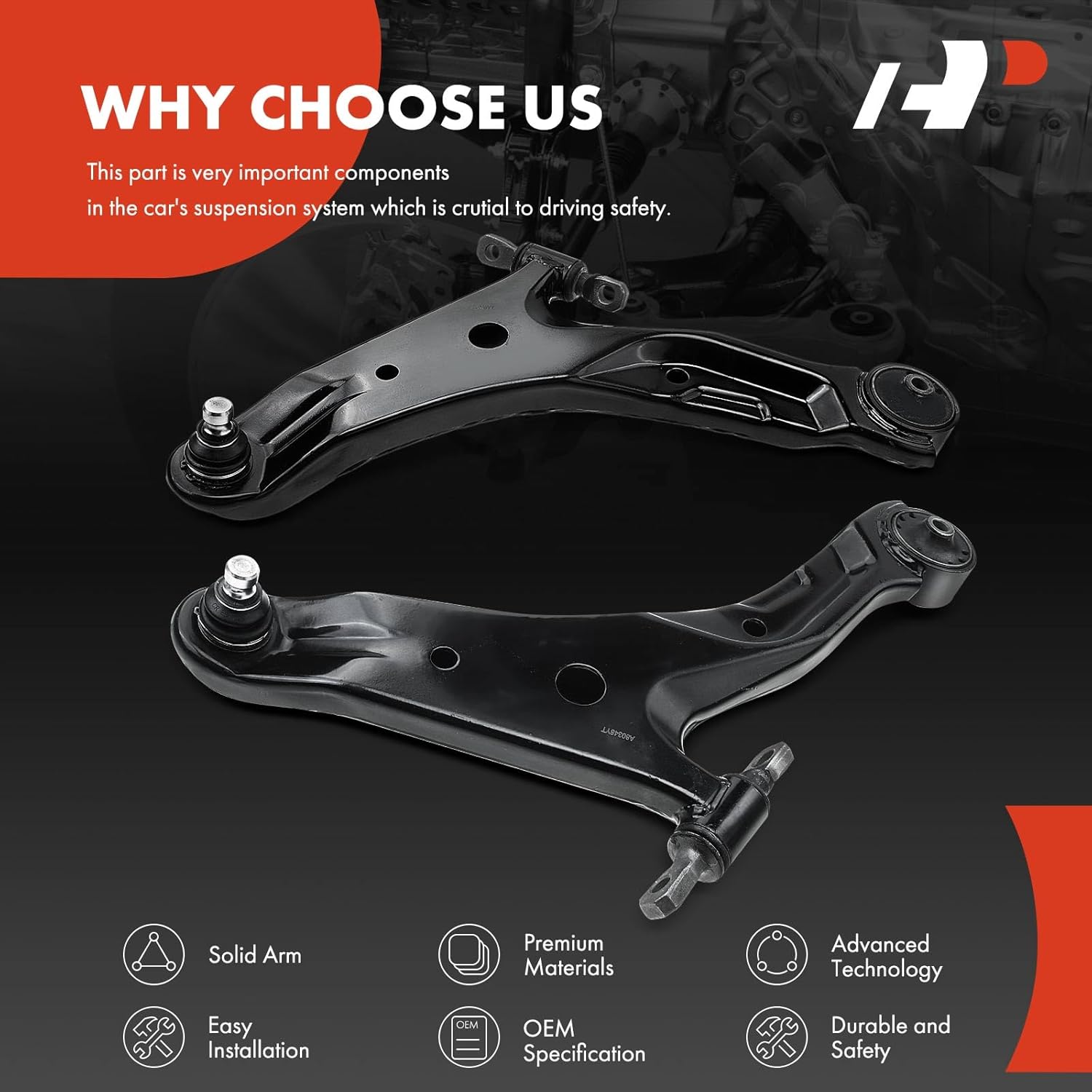 A-Premium 2 x Front Lower Control Arm, with Ball Joint & Bushing, Compatible with Hyundai Santa Fe 2001-2006