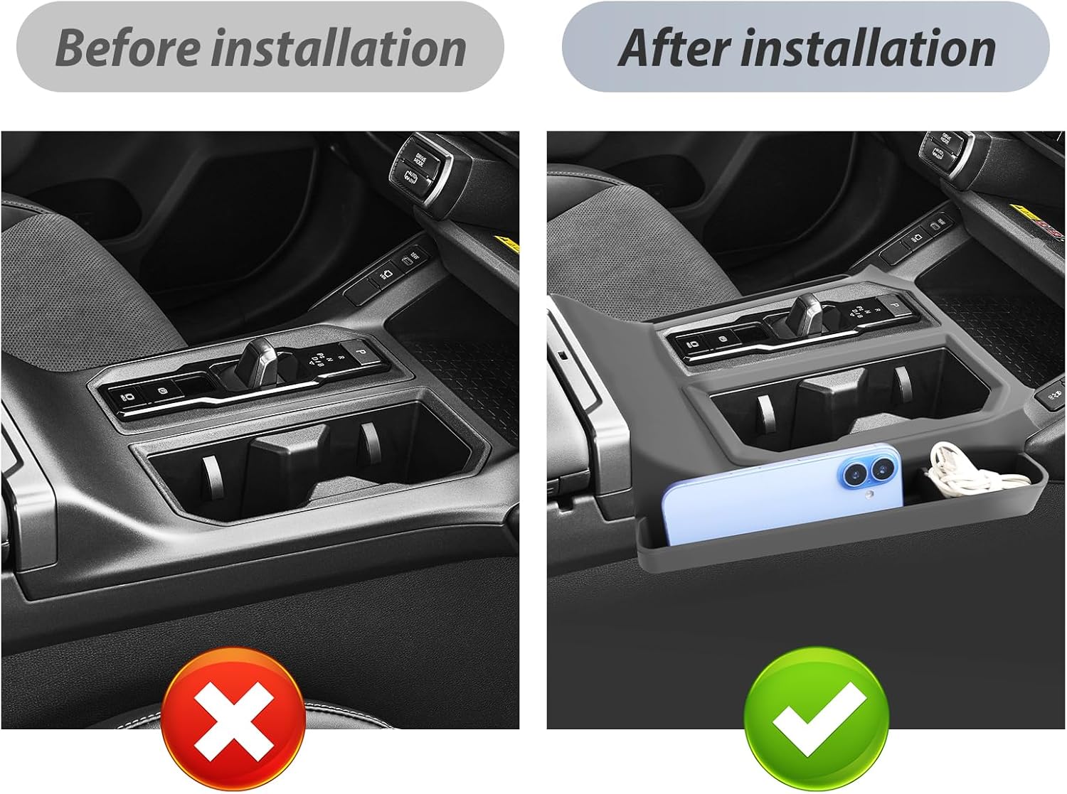 SKTU for 2026 Toyota RAV4 Gear Shift Panel for 2026+ Toyota RAV4 (LE/SE/XLE Premium/Woodland/XSE/Limited) Center Console Organizer 2026 RAV4 Accessories Rubber Passenger Side Storage Box Durable