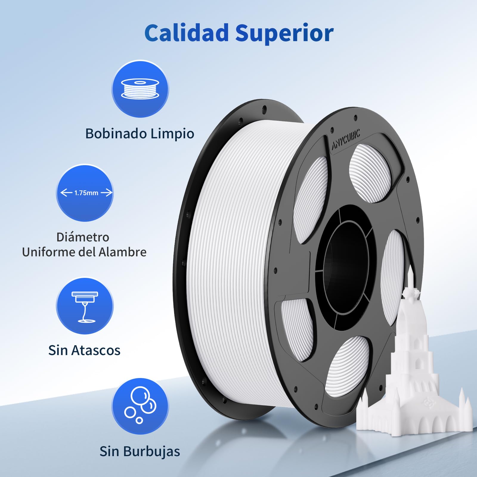 ANYCUBIC Filamento PLA para impresora 3D, filamento PLA de 1,75 mm para impresión 3D en impresora 3D y bolígrafo 3D, identificación inteligente filamento, negro*2+blanco*2, 4 kg