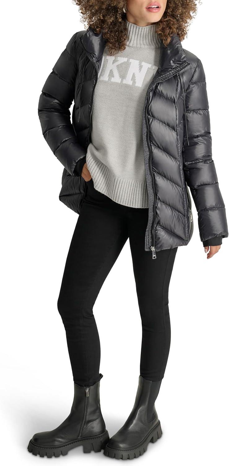 DKNY womens Hooded Down-filled Short