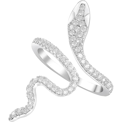 LEE&RO 18K Snake Jewelry Rhinestone Snake Ring for Women