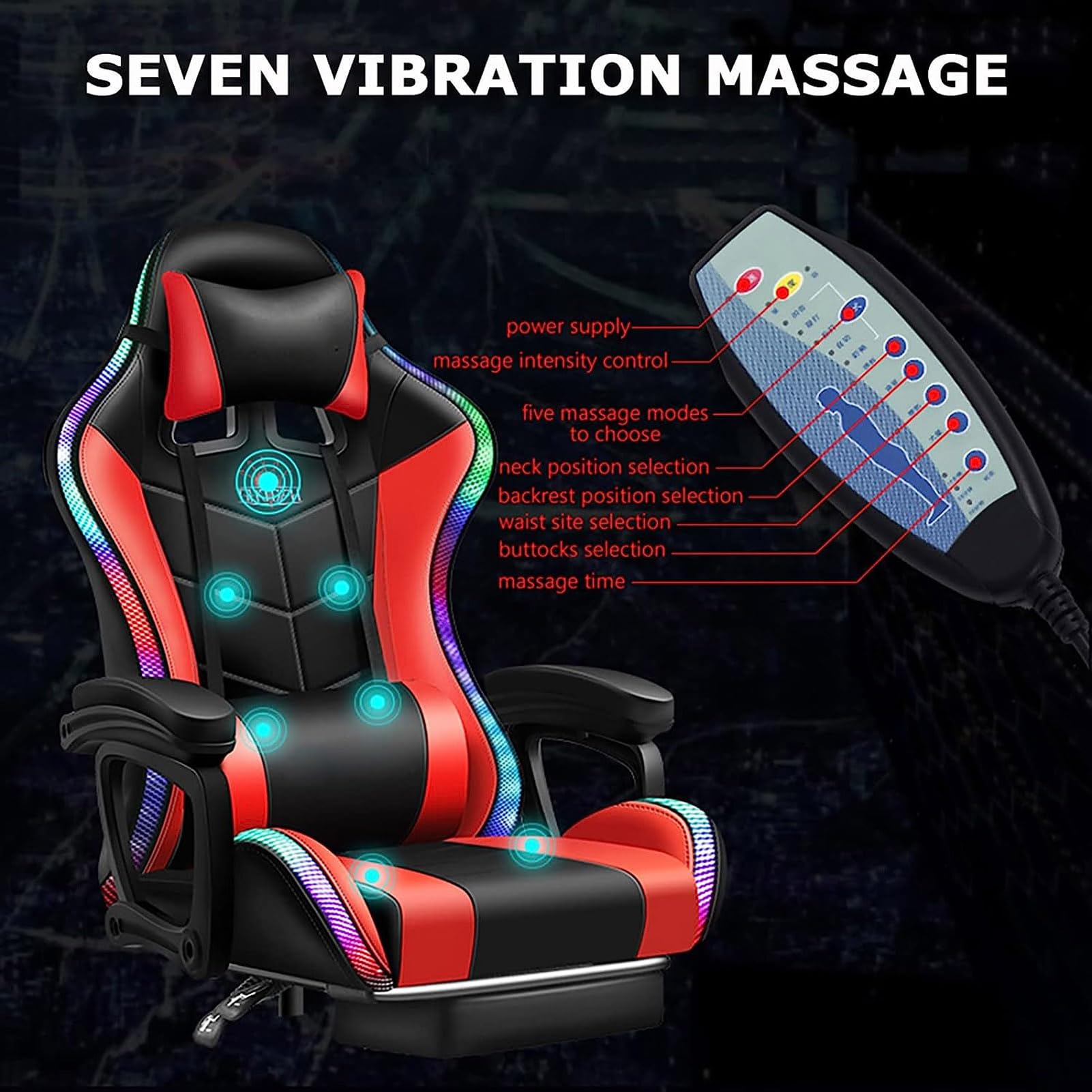 Sedia da Gaming ergonomica con Altoparlanti integrati, Funzione Massaggio e poggiapiedi Regolabile per Un Comfort ottimale Anche Durante sessioni di Gioco prolungate.