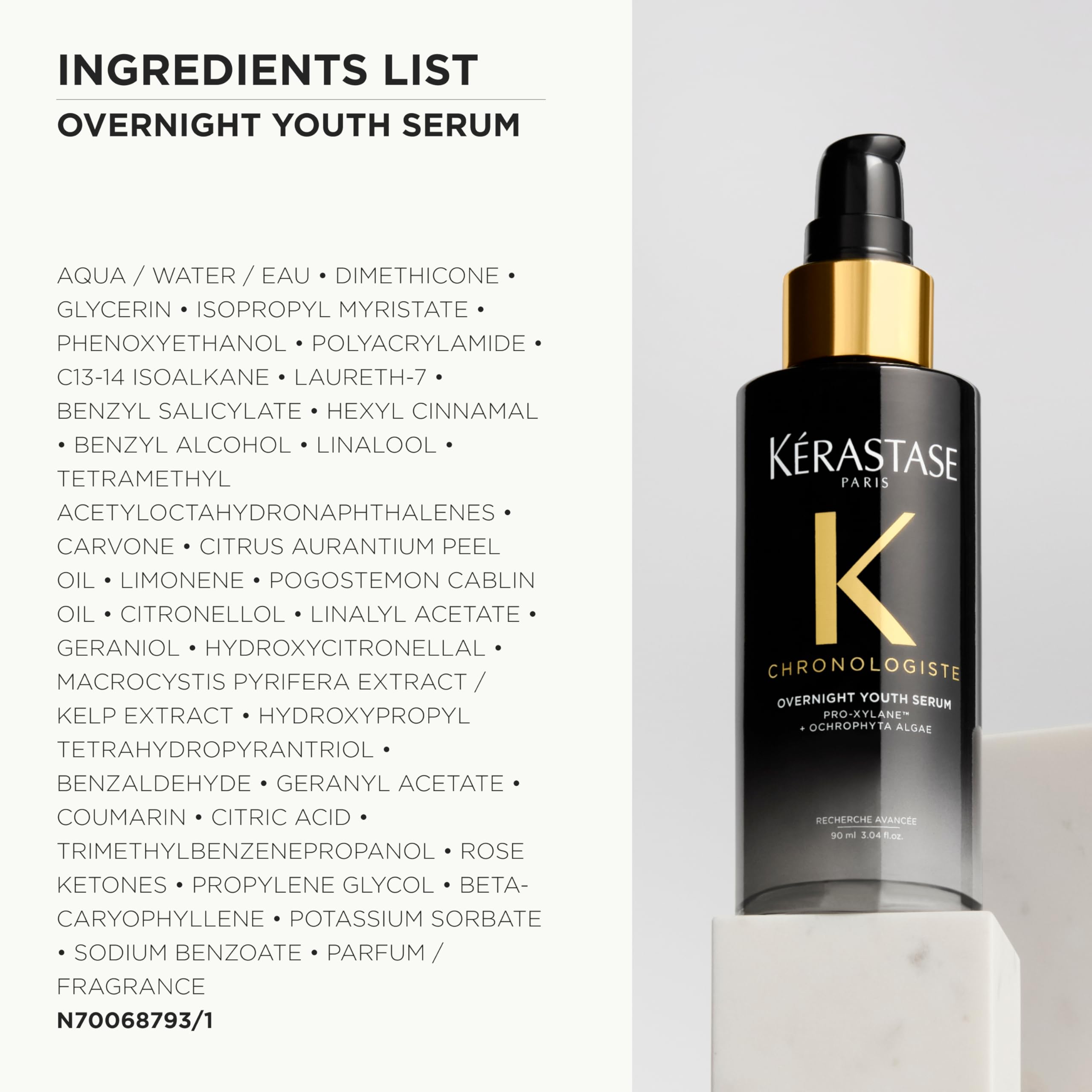 Kérastase Chronologiste Overnight Youth Serum, Siero Notte Anti-Età Senza Risciacquo, Capelli Più Forti e Luminosi, con Pro-Xylane e Alga Ochrophyta, Anti Crespo e Rimpolpante, 90ml