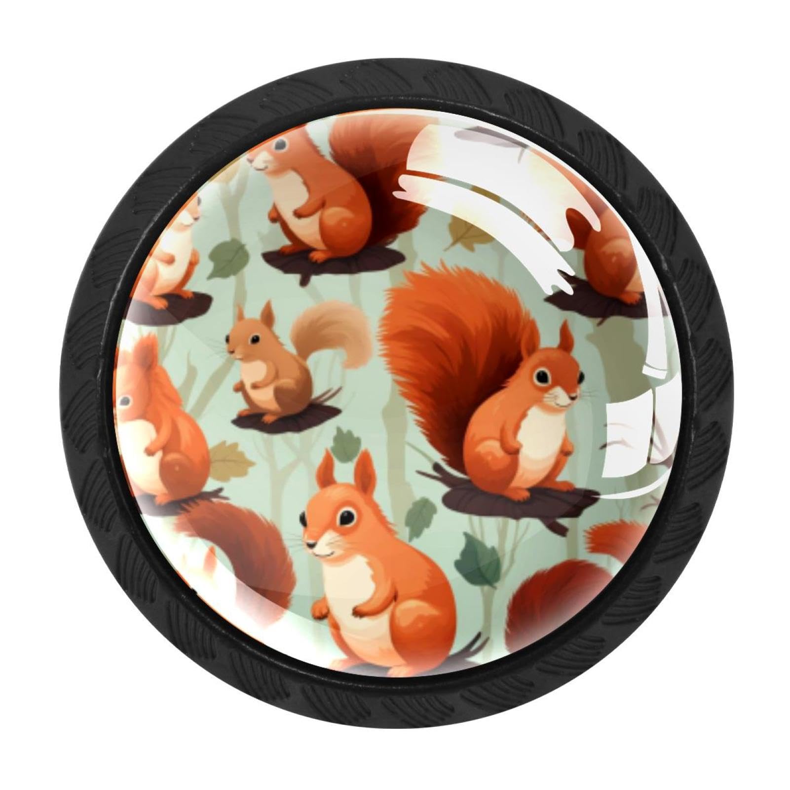 Chenzzzz Multicolored 09 4 Pieces Squirrel Drawer Knobs, 35Mm Black Kitchen Cabinet Knobs, Drawer Pulls And Knobs, Glass Cabinet Hardware Single Hole Knob For Cabinets And Drawers Round