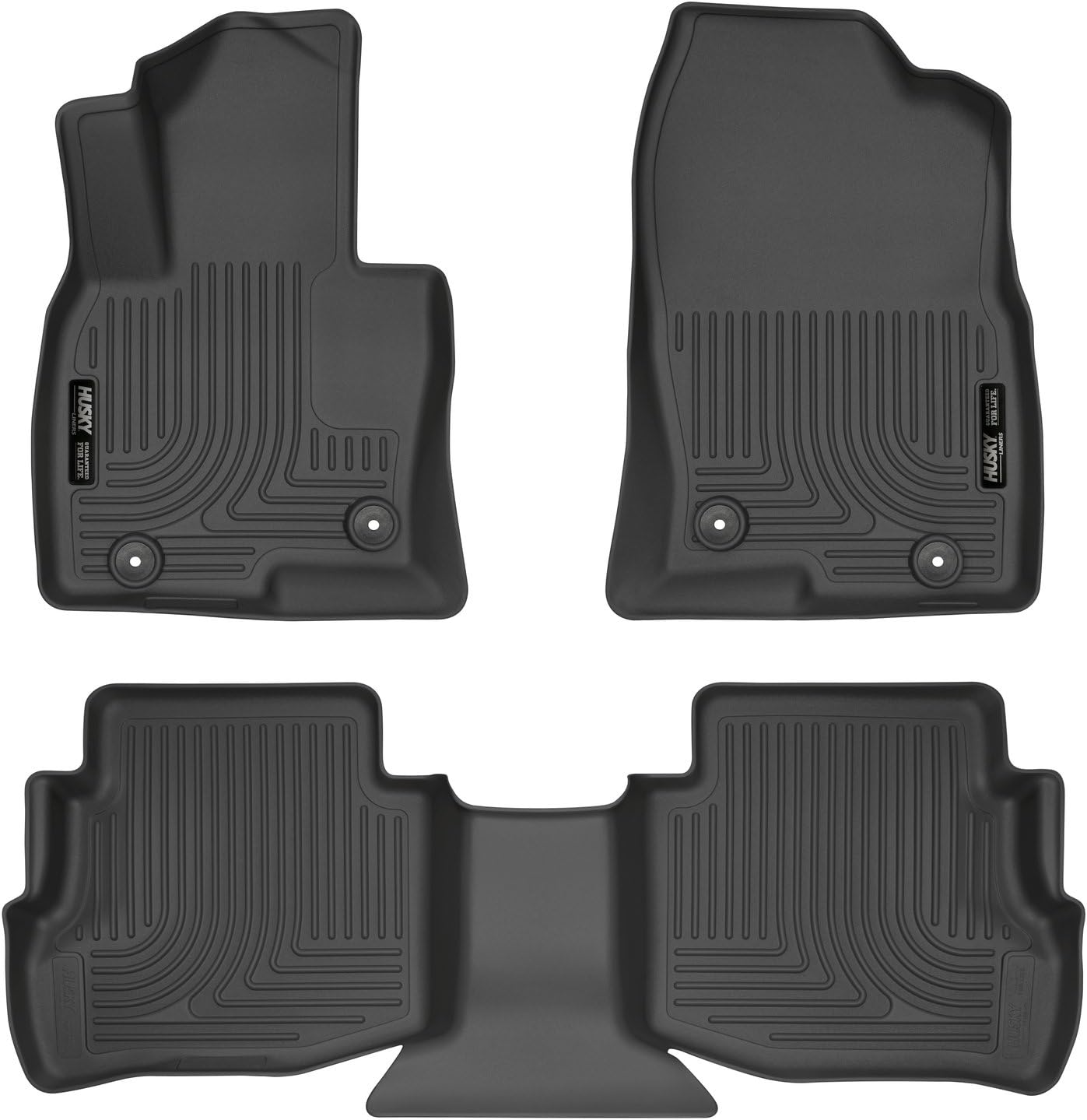 Husky Liners Weatherbeater Floor Mats | Fits 2016 - 2023 Mazda CX-9 | Front & 2nd Row, 3-pc Black - 95611