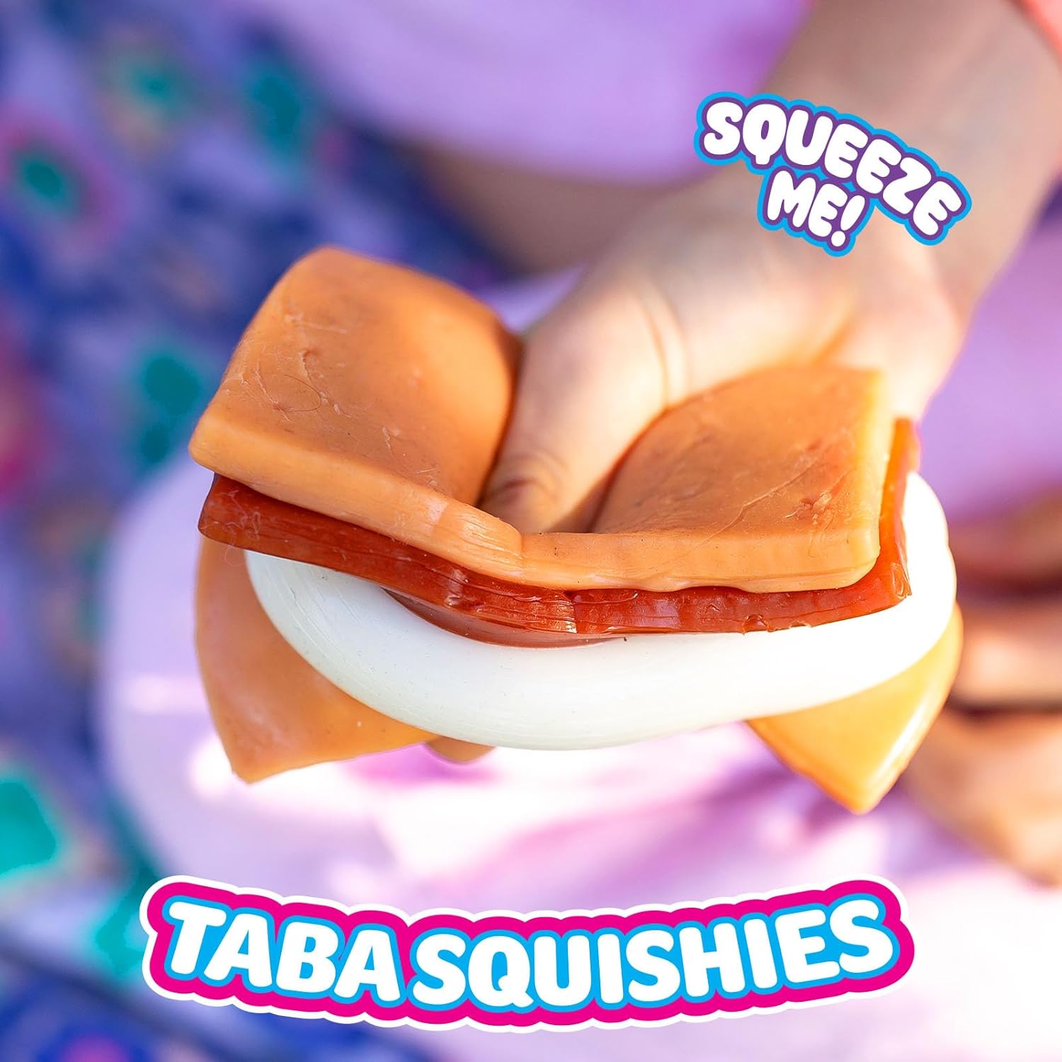 Taba Squishy - S'More (Jumbo) Large, 3.5" Super Soft & Sticky Layered TABA Squishies - Squish, Squeeze, Great for Stress Relief - Sensory / Fidget Play Food Squishy Toys for Kids and Adults