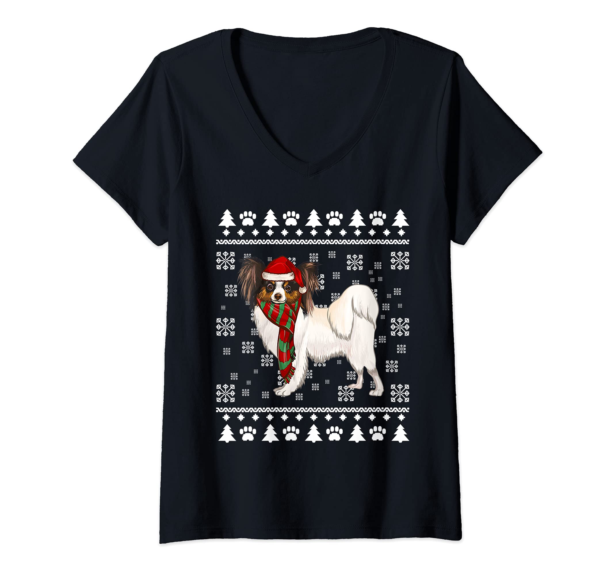 Womens Soft Coated Wheaten Terrier Dog Santa Xmas Ugly Christmas V-Neck T-Shirt, Black