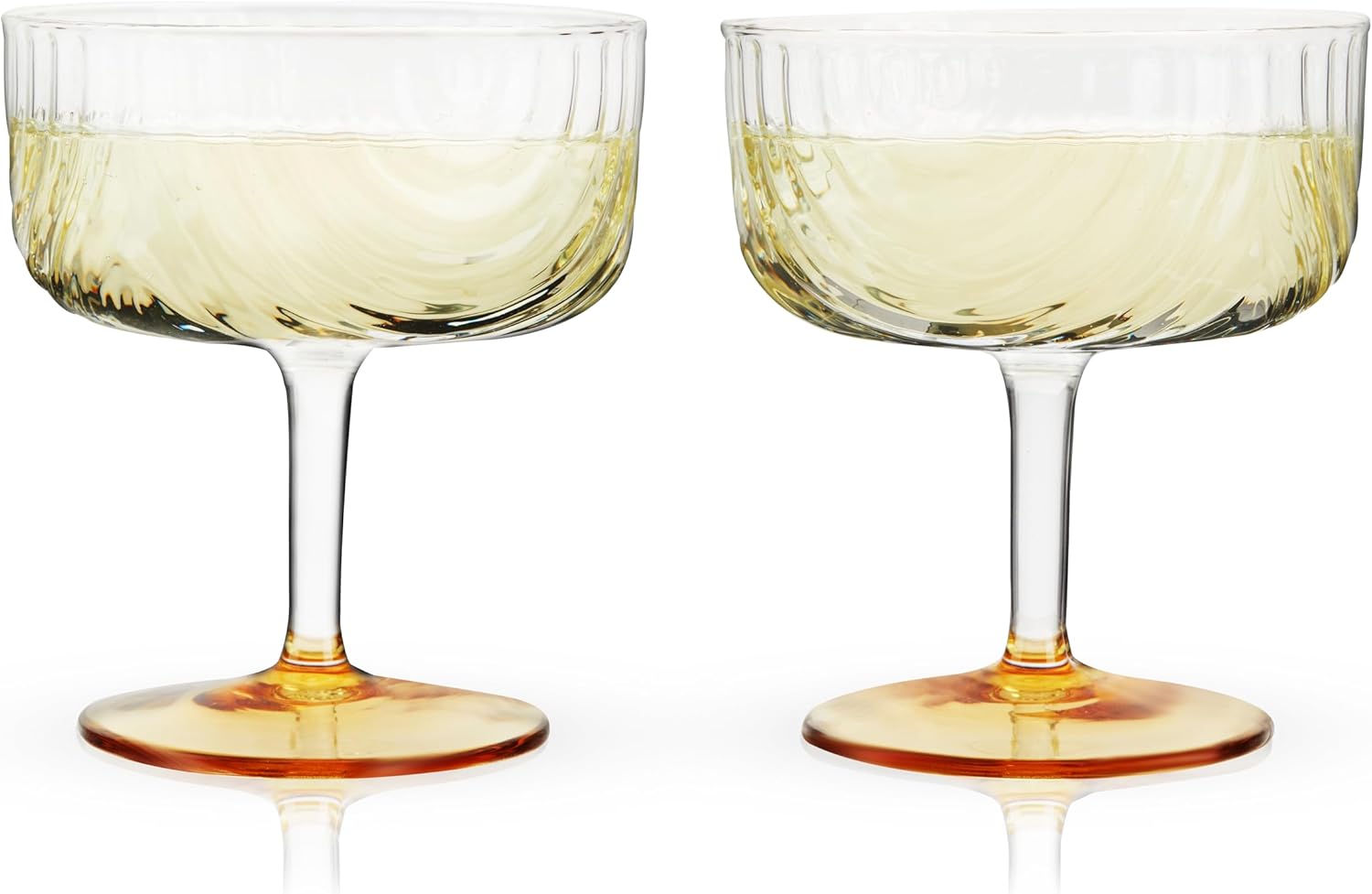 Viski Gatsby Coupes, Stemmed Cocktail Glasses, Glass and Gold Plating for Manhattans, Martinis, 9 Oz, Set of 2