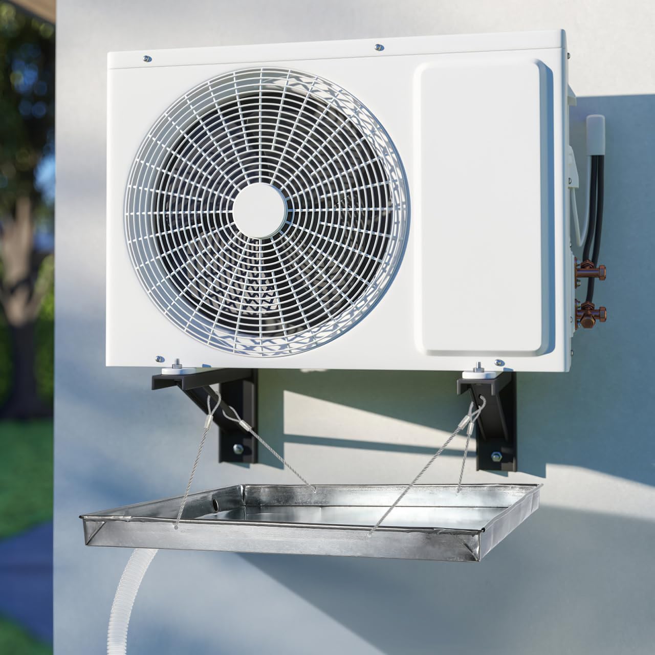 Housoutil Edelstahl Abtropfwanne Mit Ablauf Für Klimaanlagen Außeneinheit Quadratisch 15.7 Zoll X 15.7 Zoll X 1.18 Wasserauffangschale Mit Verstärktem Design Für Haushalt Und Gewerbe