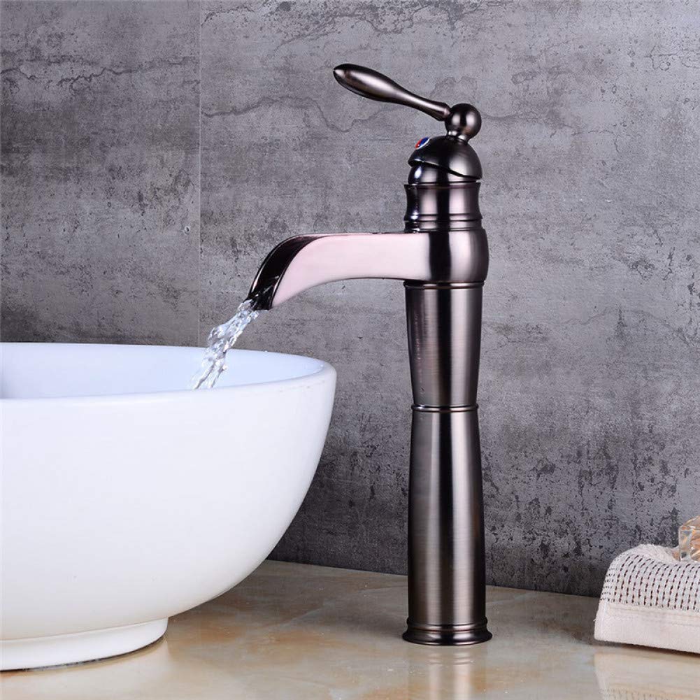 WIQUYBML Kitchen Taps Basin Faucet Waterfall Bathroom Single Handle Mixer Tap Bath Antique/Black Oil/Orb Brass