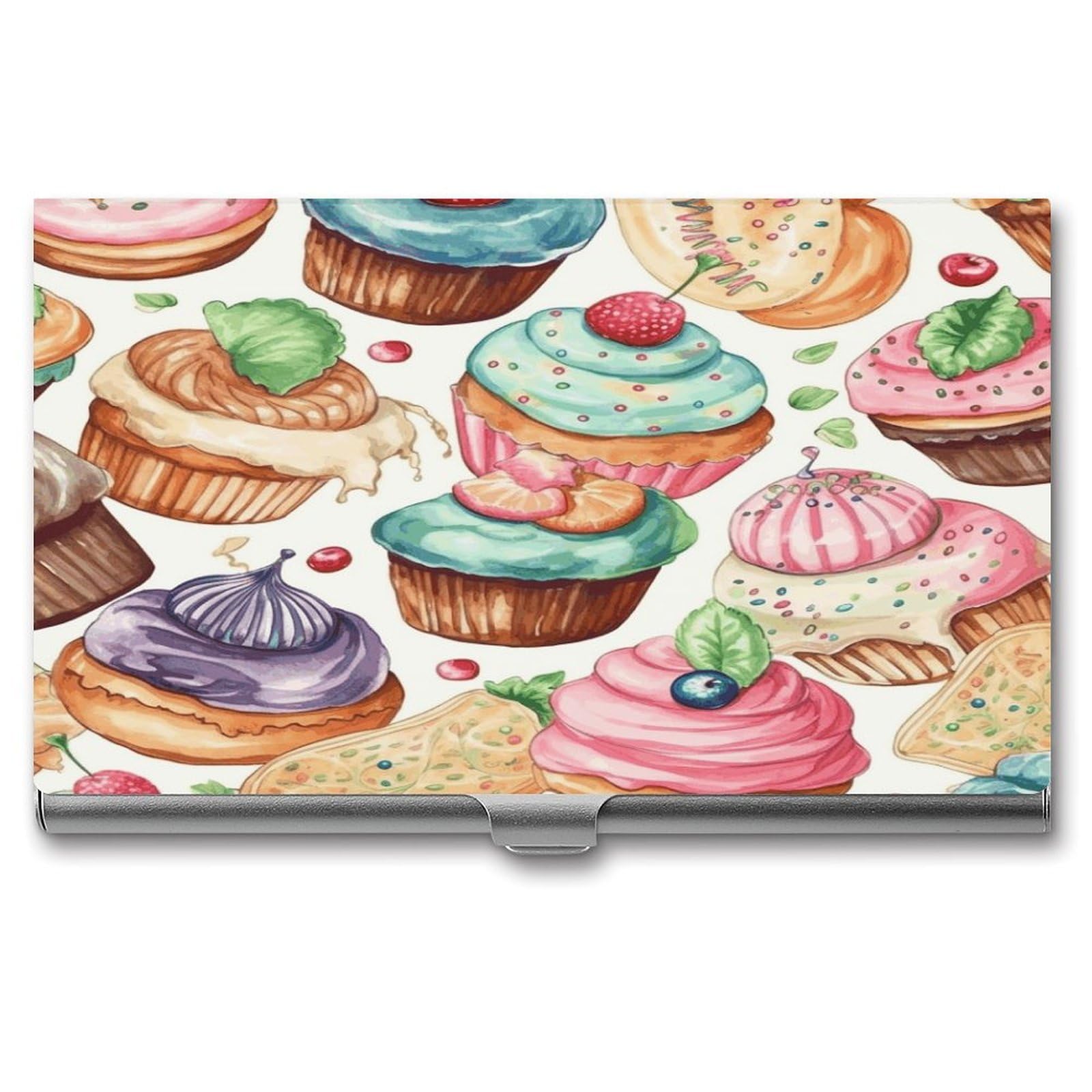 JTREHY Cupcakes Donuts Muffins Sugar Business Card Case Convenient to Carry Business Card Dispenser Durable Not Prone to Wear And Tear Business Card Holder for Men & Women