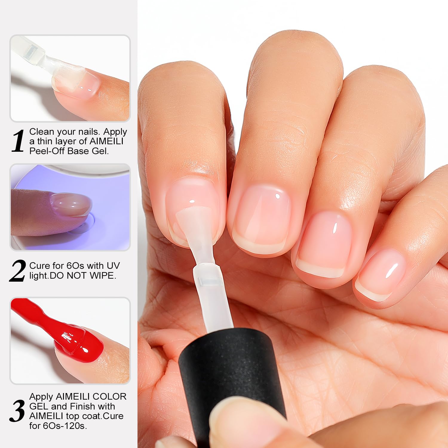 AIMEILI Peel Off Base Coat Gel Remove Półtrwały lakier do paznokci półtrwały lakier do paznokci Soak Off UV LED przezroczysty żel UV 10 ml