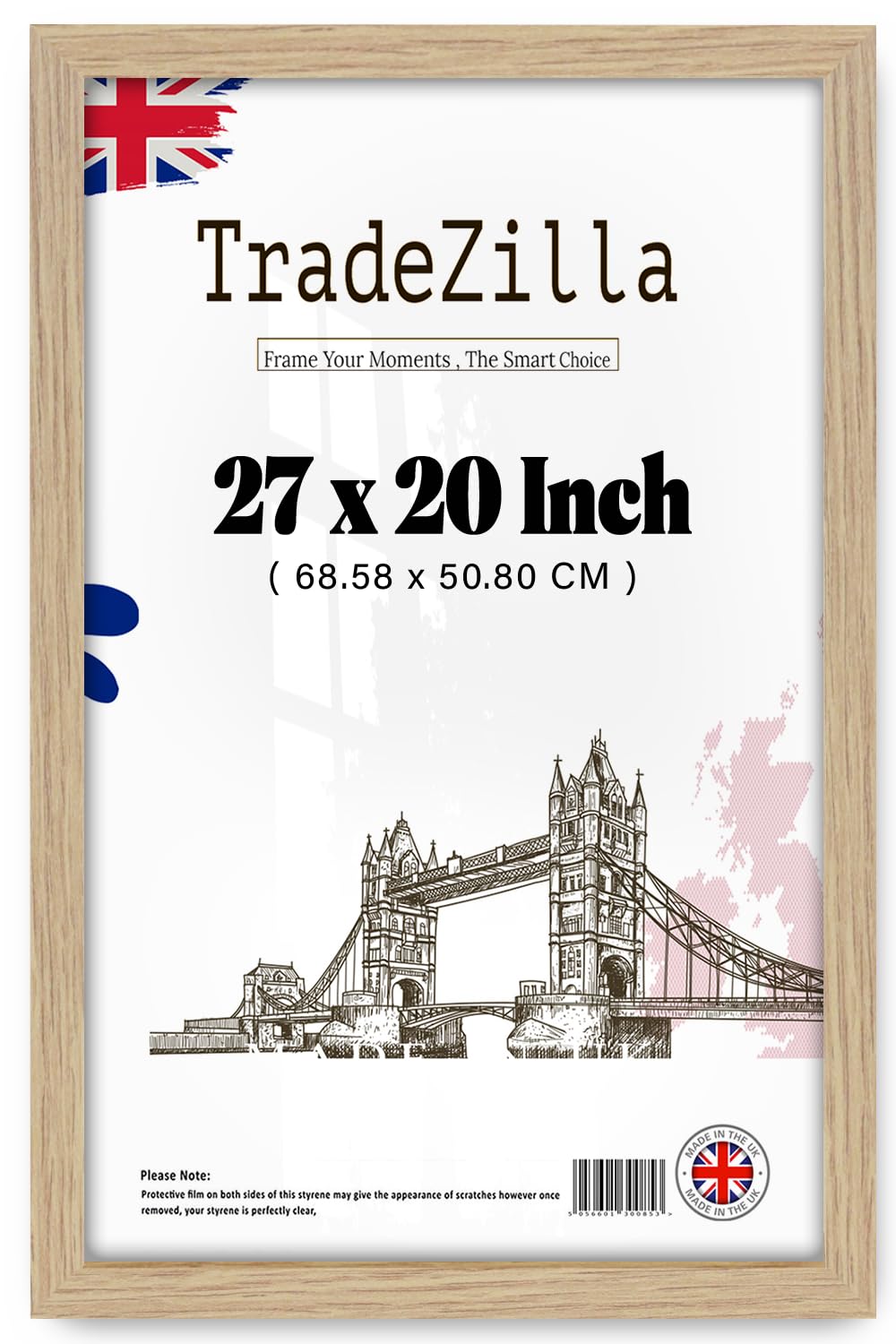 Tradezilla Oak | Mdf Picture Frame (68.58 X 50.80 Cm) For Wall Décor, Artwork & Certificate Display, Premium Mdf Wood, Hanging Hooks For Easy Installation [ ]