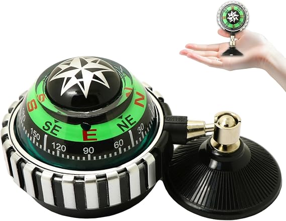 Car Compass Dashboard, Compass for Car, 2.52x1.89x4.25 Inch Portable Small Dashboard with Suction Cup Easy Install for Auto Decorations