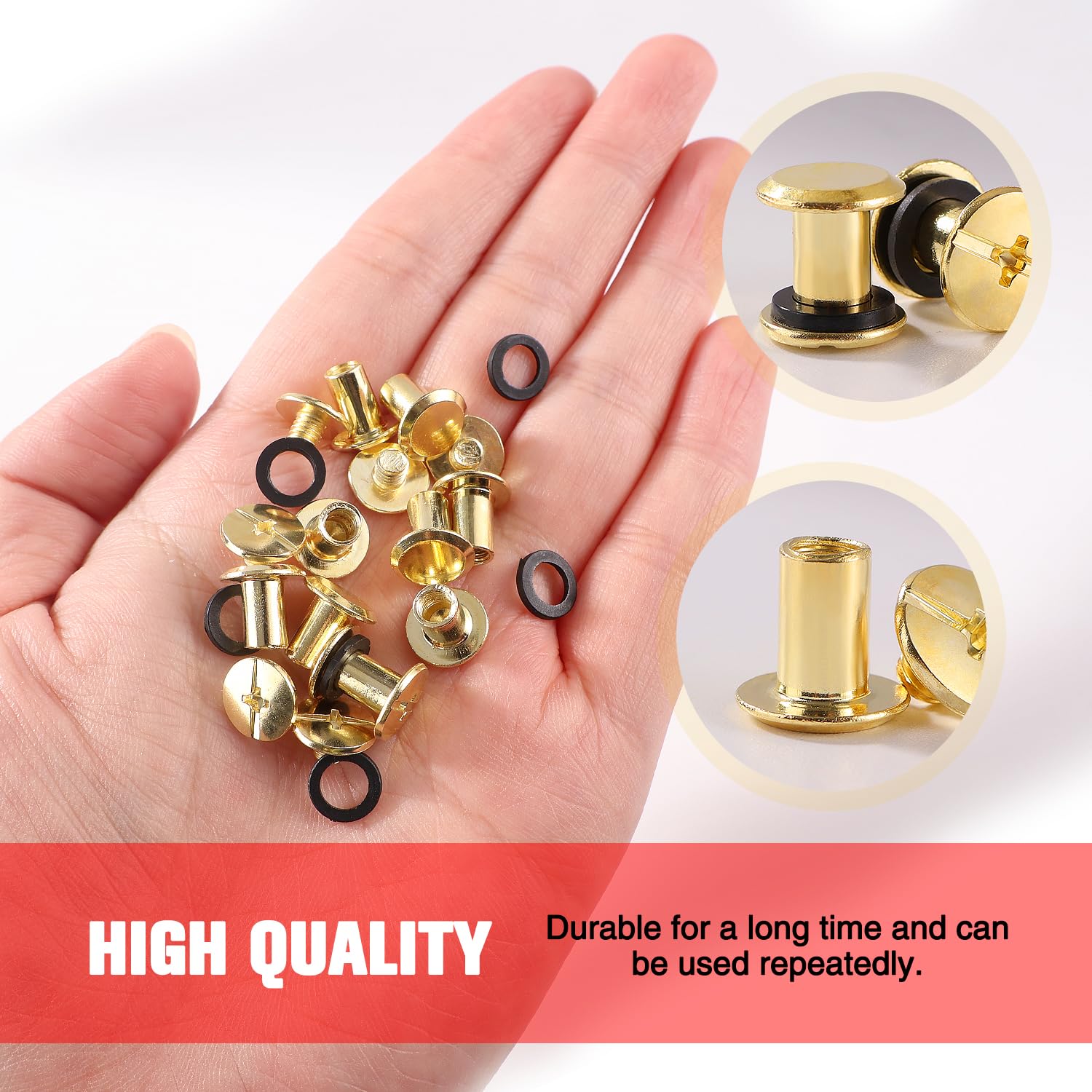 YIXISI 25 Set M5x8mm Chicago Binding Screws Kit, Book Binding Rivets, Leather Rivets, Binding Screws Posts - Image 3