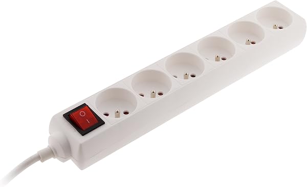 Bloc 6 Prises 16A 2P+T avec Interrupteur - Blanc - Zenitech - 1