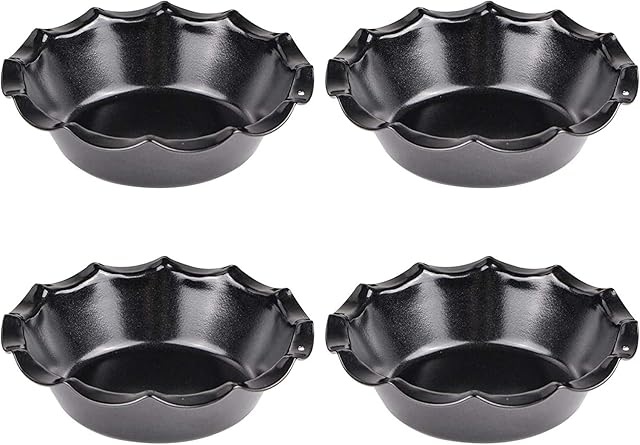 webake Individual Pie Dishes with Ruffled Edge Round Mini Tart Tins 12 cm Non-Stick Coating Quiche Baking Moulds Set of 4