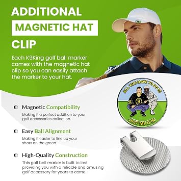 Ultimate Happy and Chubbs Gilmore Golf Ball Marker and Magnetic Hat Clip | Golf Accessories, Enhance Your Golfing Experience Stand Out on the Green with Precision Golf Markers, Hat Clip